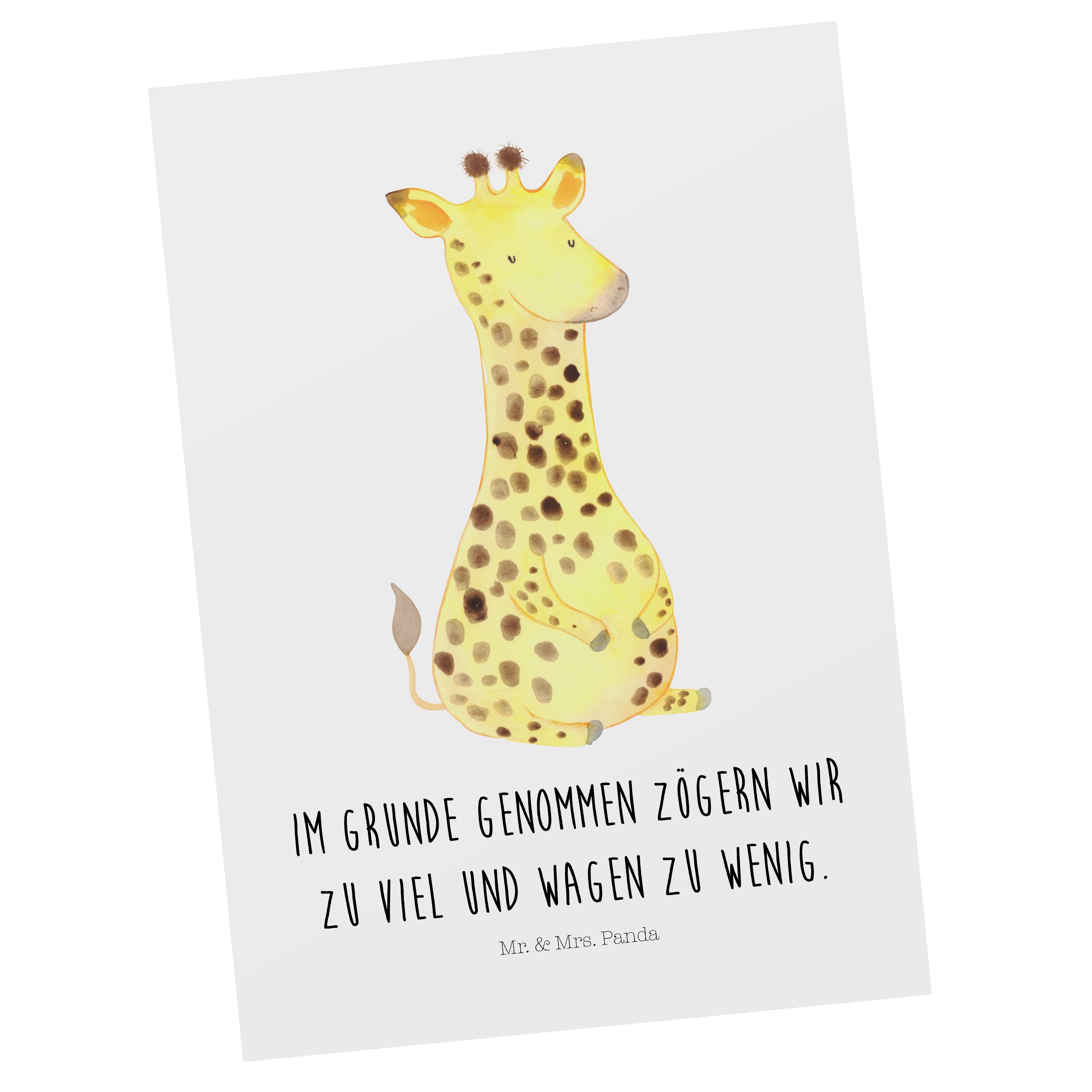 Panda Geschenk, Postkarte - Abenteuer, & Mr. Weiß Dankeskarte, Grußkart Giraffe Zufrieden - Mrs.