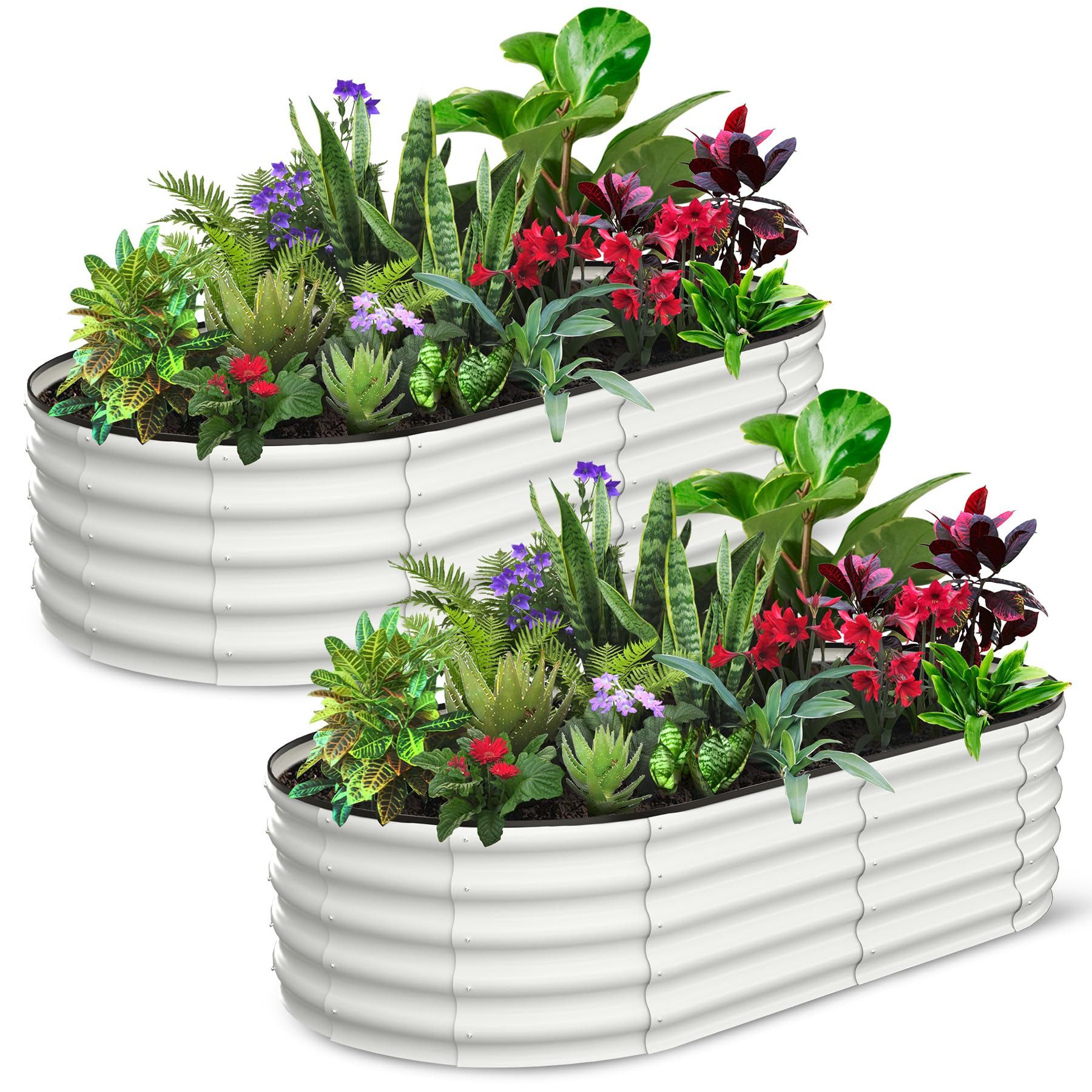 GarveeMore Hochbeet 2-teiliges Gartenbeet Gemüsebeet Pflanzenbeet aus verzinktem Stahl