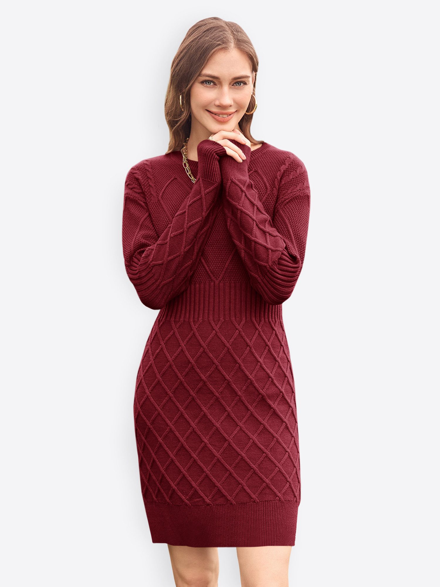 Imily Bela Strickkleid Damen Schmal geschnittenes Pulloverkleid (Packung, 1 günstig online kaufen