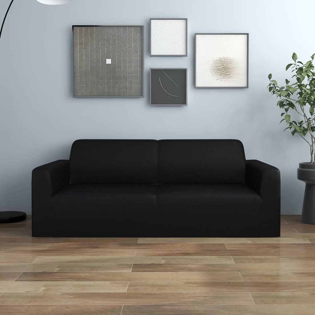 furnicato Sofahusse Dehnbare Schwarz für 2-Sitzer 145-185 cm Breite