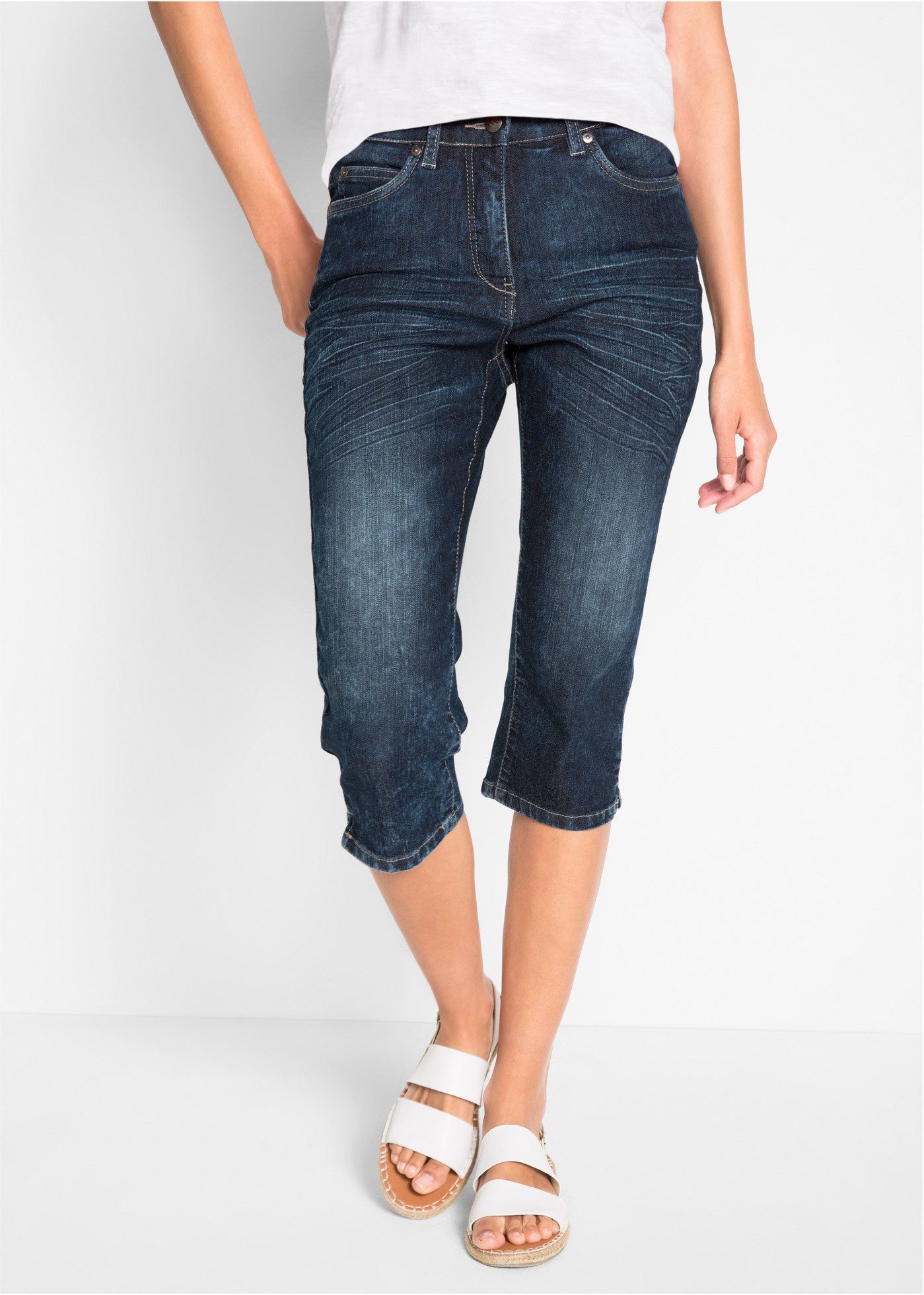 bonprix Caprijeans (1-tlg) figurformende Passform, Regular Fit, mit Komfort-Stretch