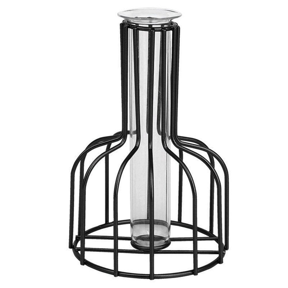HAMÖWO Dekovase Geometrische Metallgestell Vase Moderne Große Vasen für uhause,15cm Schwarz