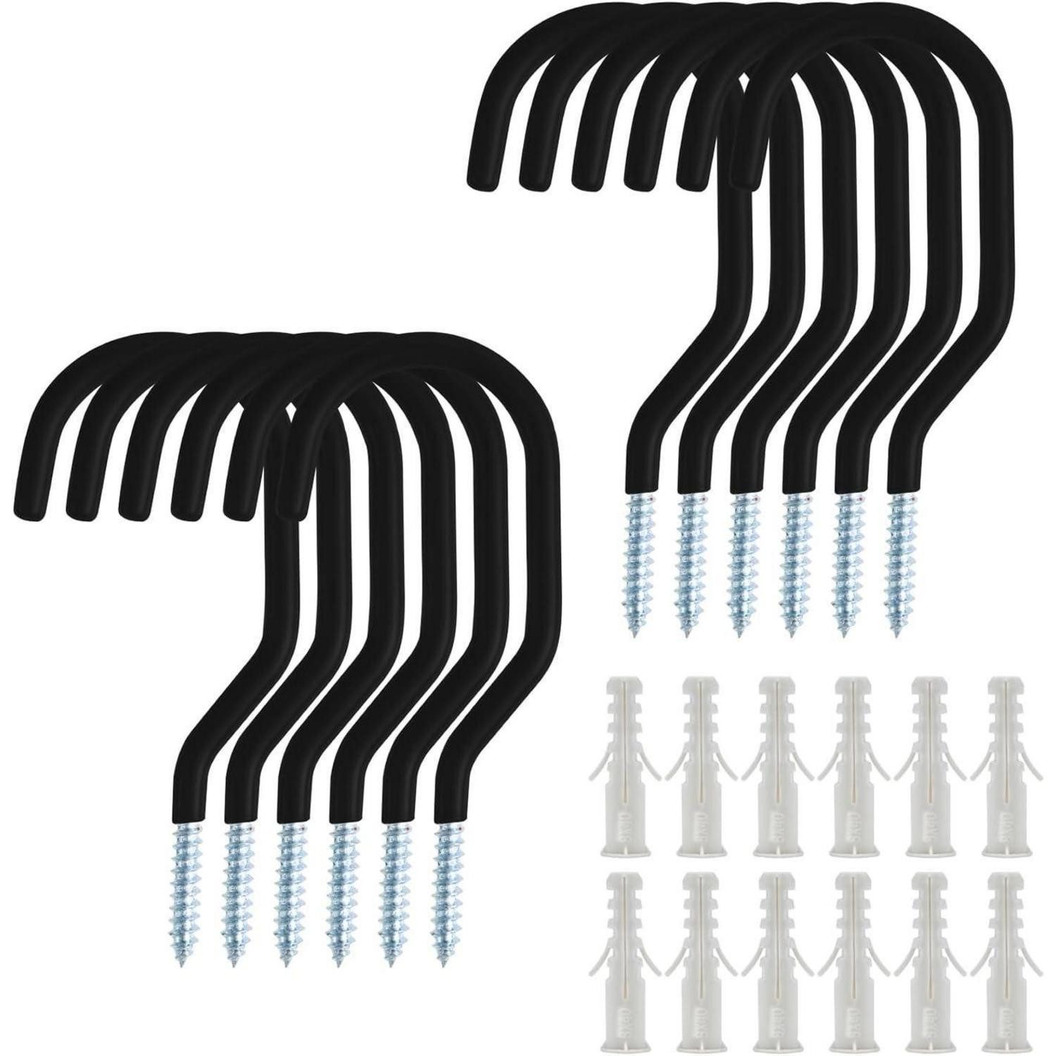 LuxusKollektion Multitool Fahrradhaken 12 Stücke Schwarz mit Expansionsrohren