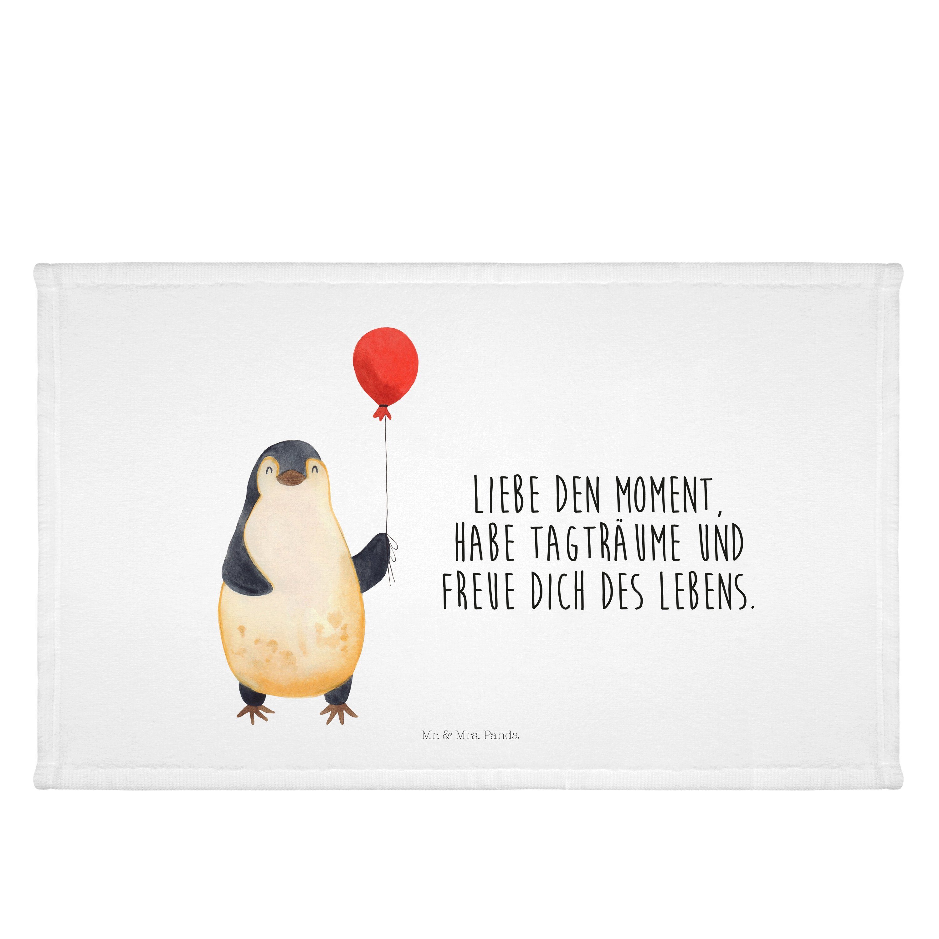 Mr. & Mrs. Panda Handtuch Pinguin Luftballon - Weiß - Geschenk, neues Leben, Sport Handtuch, Re, (1-St)