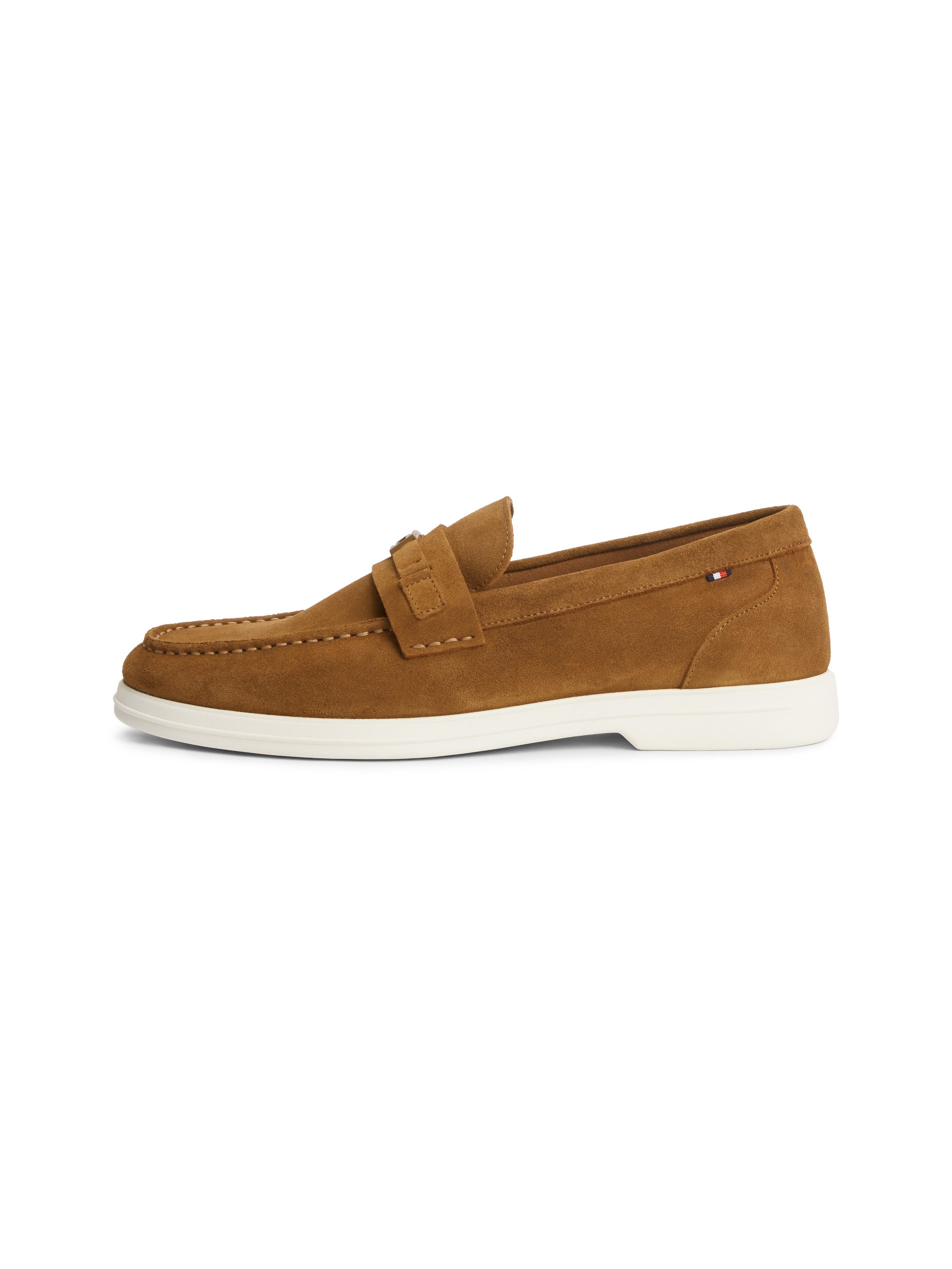 Tommy Hilfiger LIGHT SUEDE FLAG HARDWARE LOAFER Loafer Slipper, Schlupfschuh, mit modischem Zierriegel und Ziernähten – Bild 5 von 5