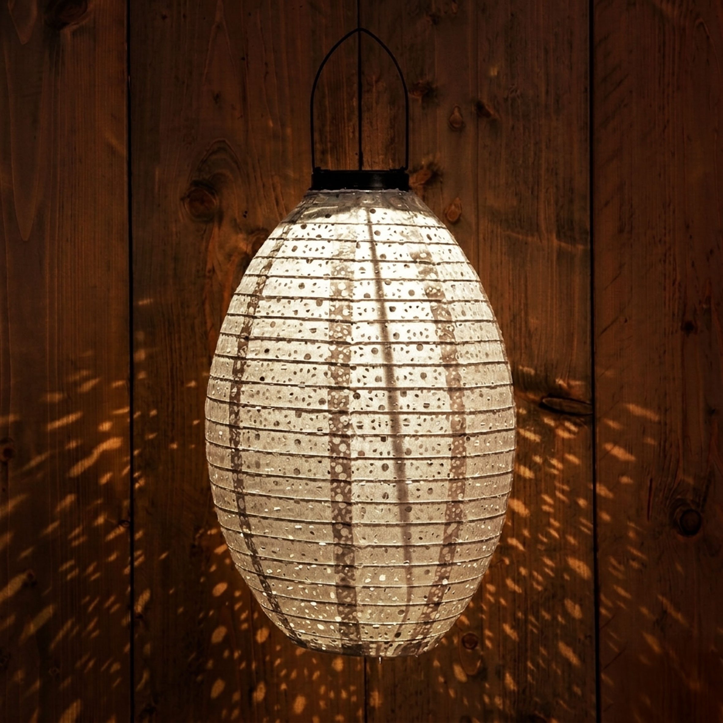 Spetebo LED Lampion Solar Textil Laterne Garten Deko Beleuchtung, Einschaltautomatik, LED fest integriert, warm weiß, Solar betrieben