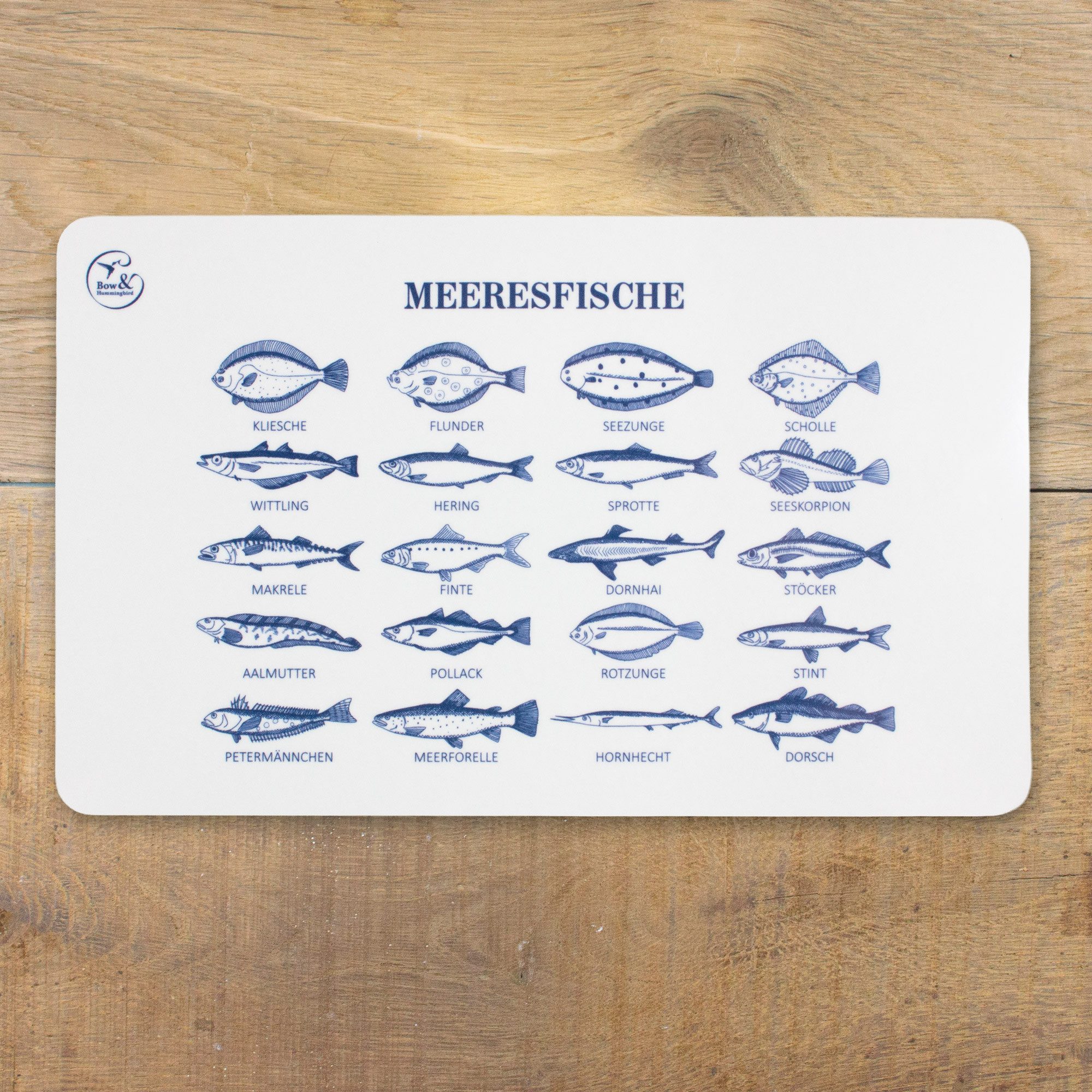 Bow & Hummingbird Frühstücksbrett Frühstücksbrettchen Melamin Fische „Meeresfische, Melamin, (maritimes Brettchen 23,5 × 14,5 cm), Spülmaschinengeeignet – Bild 4 von 5