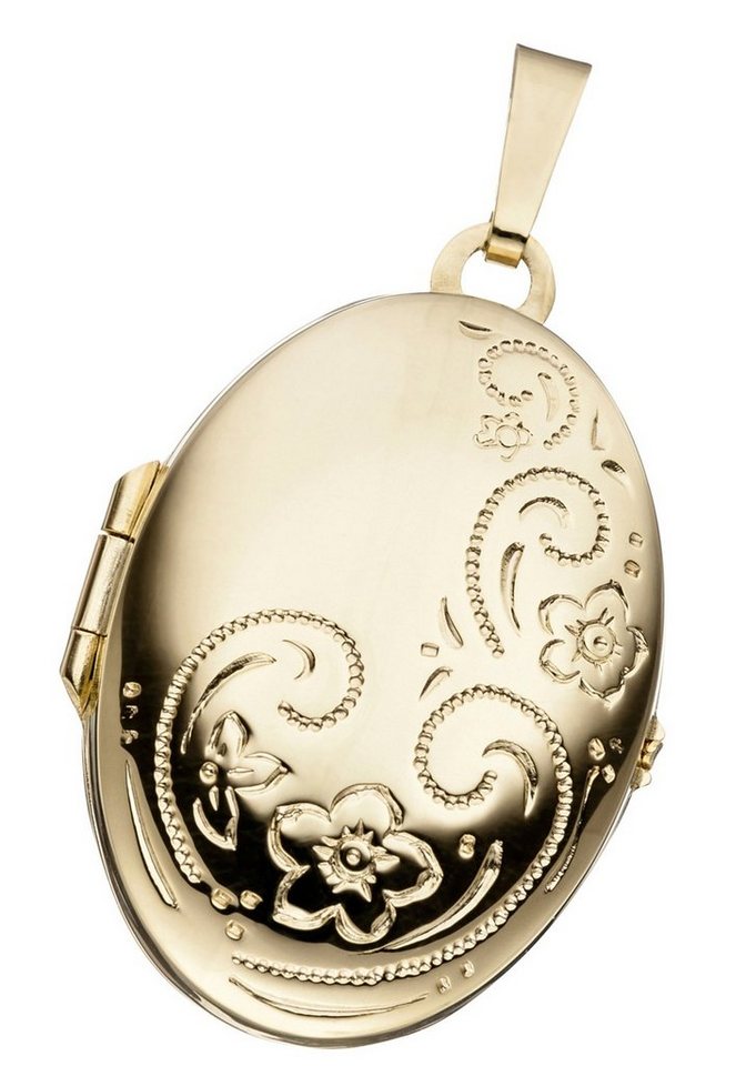 JOBO Medallionanhänger Anhänger Medaillon oval, 333 Gold, Höhe ca. 27,3 mm,  Breite ca. 21,6 mm, Tiefe ca. 8,3 mm