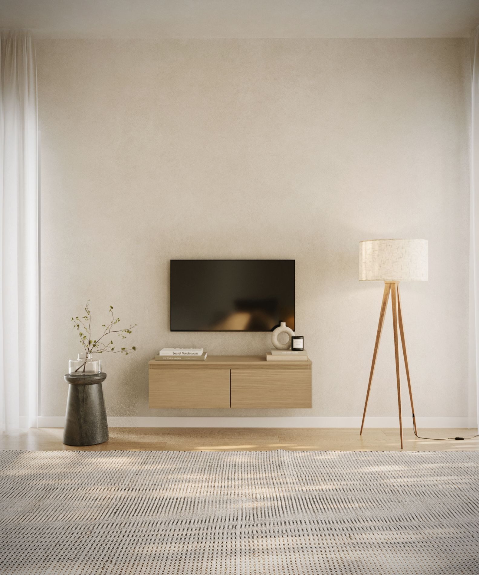 Selsey TV-Schrank BEMMI Hängendes TV-Möbel mit Klappenfächern, 4 Breiten, matt, minimalistisch