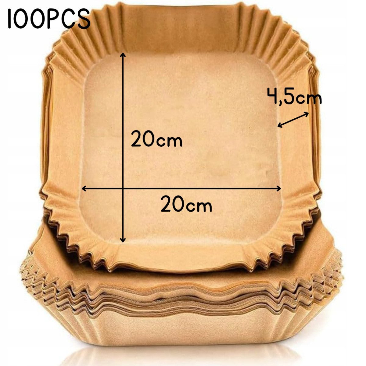 R2 Invest Backpapier Heißluftfritteuse Papier Einsätze quadratisch 100 Stück 20 × 20 cm