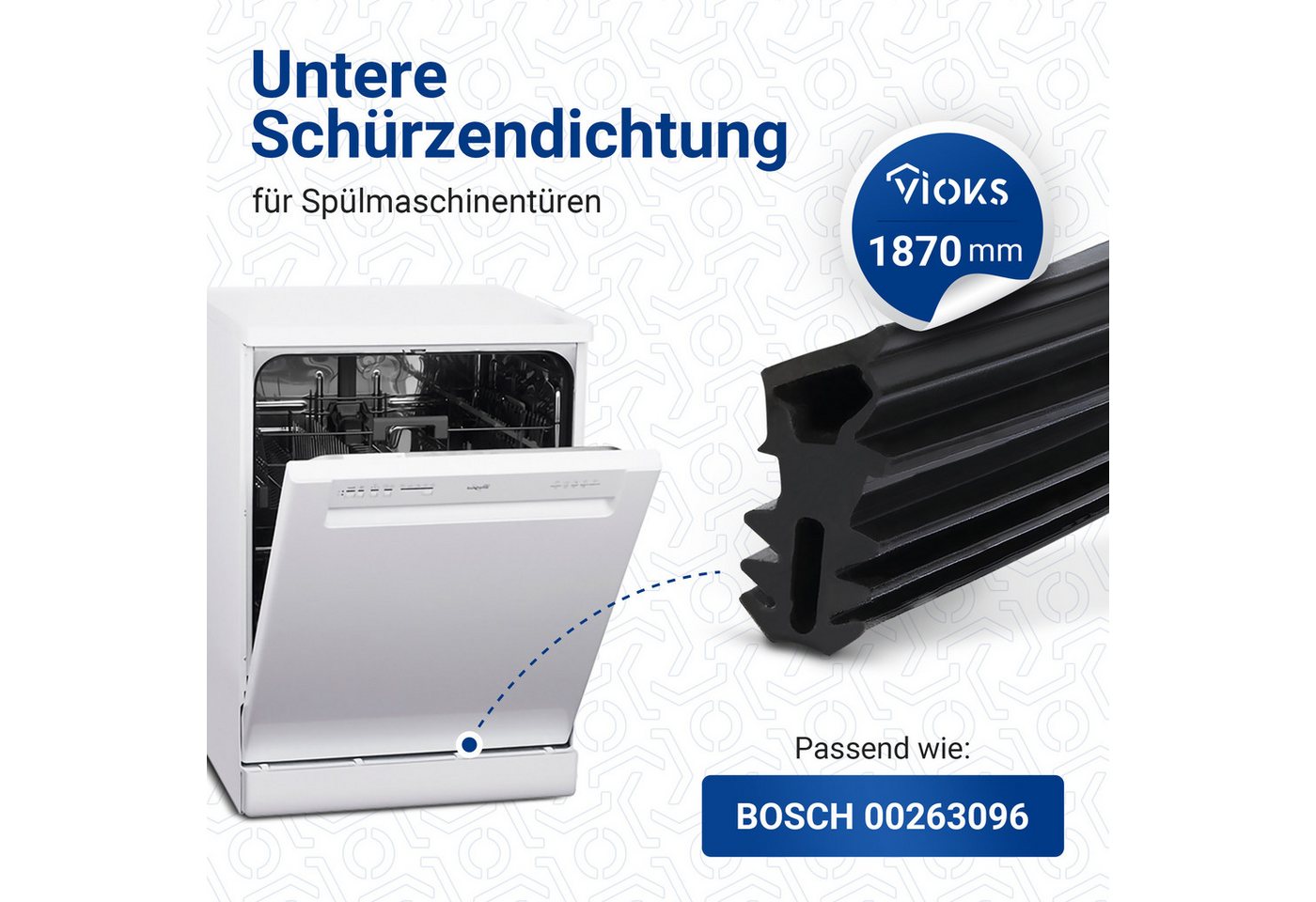 Thumbnail - VIOKS Dichtungsband Türdichtung Ersatz für Bosch 00263096 dreiseitig, für Geschirrspüler