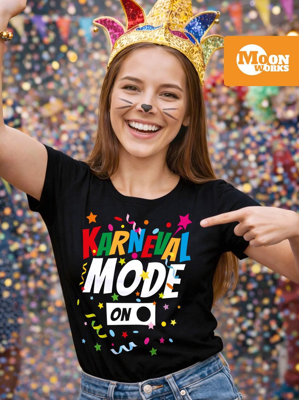 MoonWorks Print-Shirt Damen T-Shirt Karneval Fasching Spruch Konfetti Motiv günstig online kaufen
