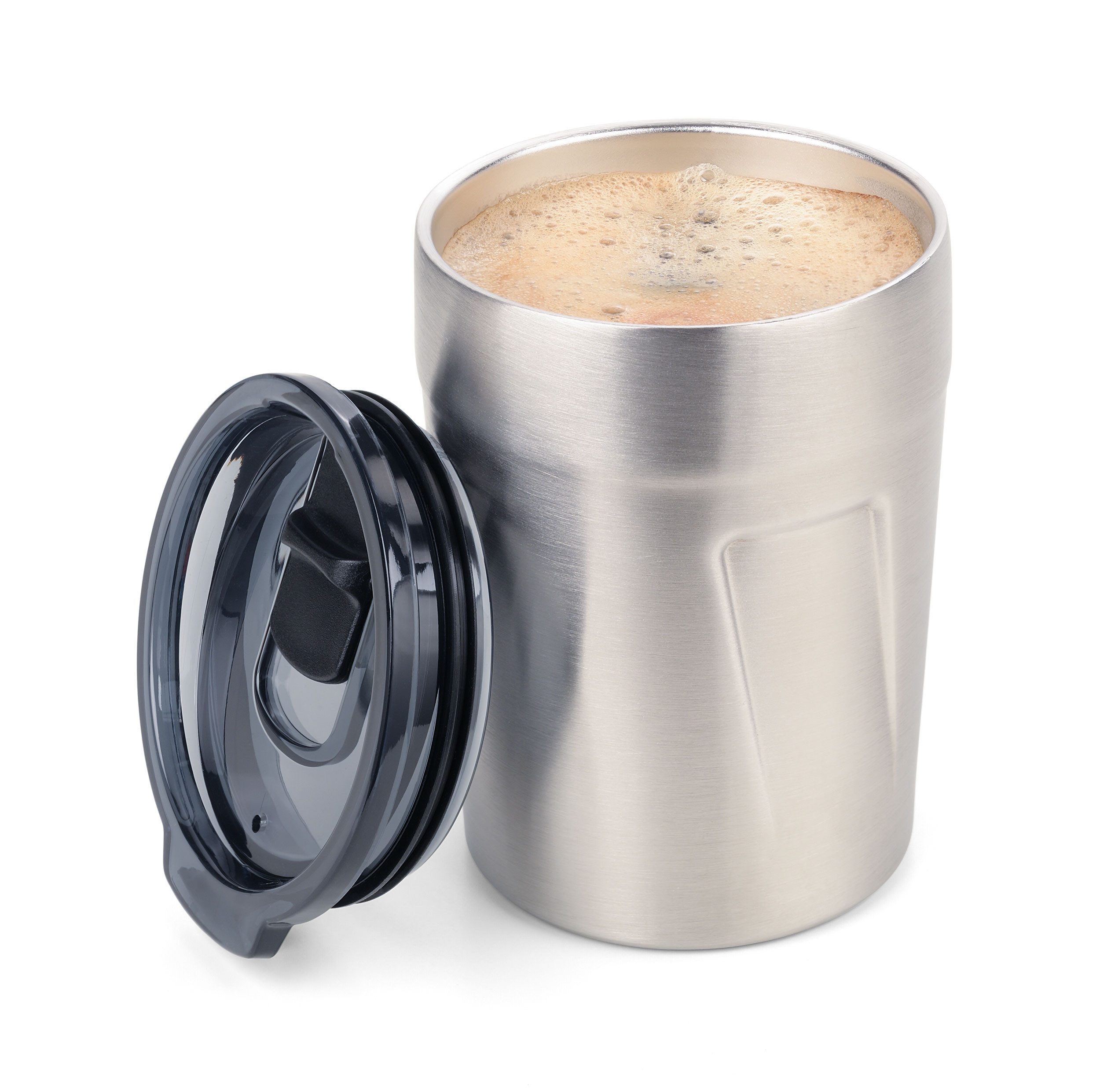 TROIKA Thermobecher ESPRESSO DOPPIO 160 ml – doppelwandiger Mini Coffee to go Becher, Edelstahl, BPA-freier Kunststoff, schwappsicher & nachhaltig