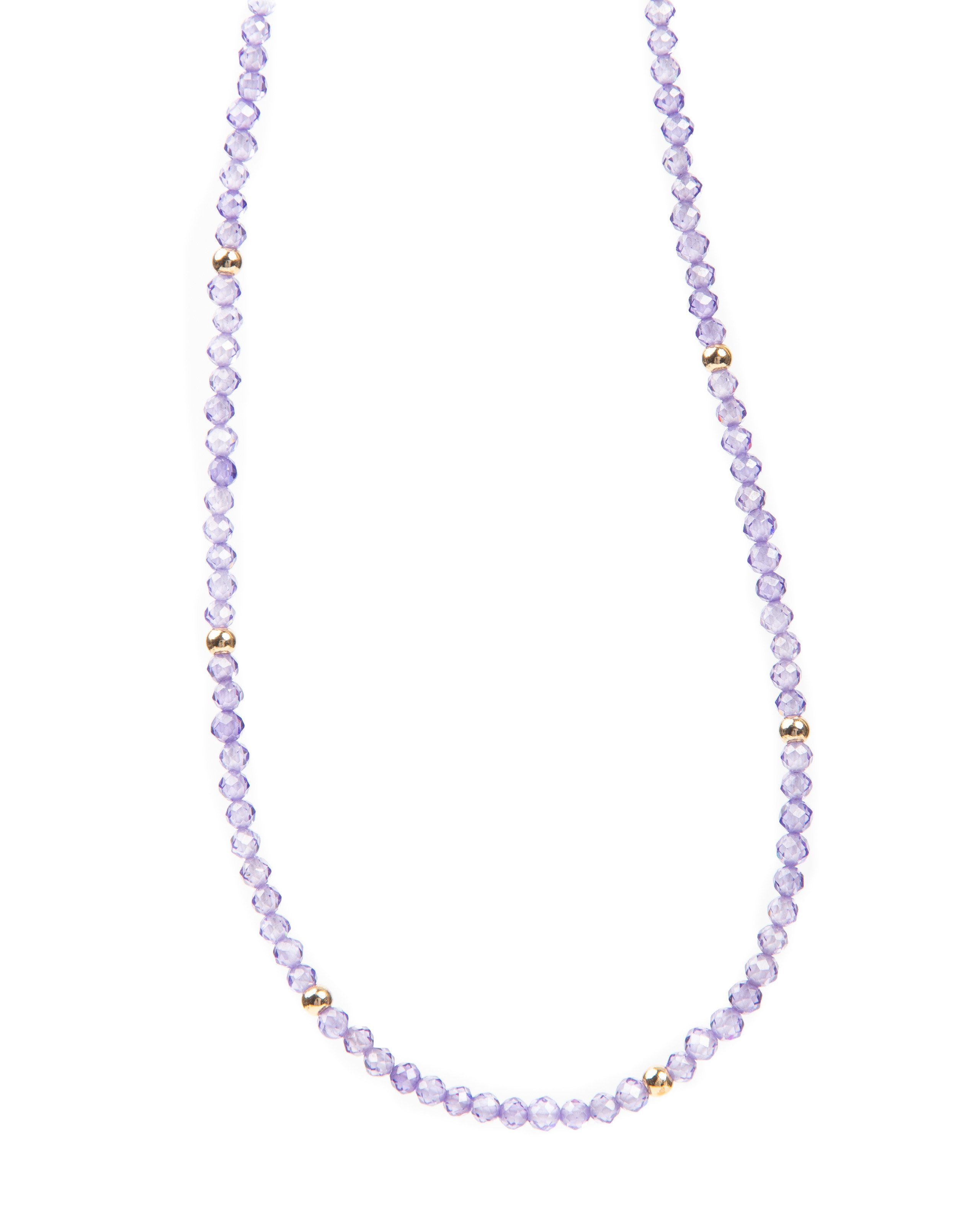 MayTree Collier Kristall lila mit 18K vergoldeten Perlen (Stück, 1-tlg), Naturstein, Kristall