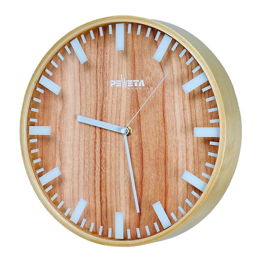 Peweta Wanduhr Funk-Wanduhr Wood, ø 30 cm (Funkuhr zur Wandmontage)