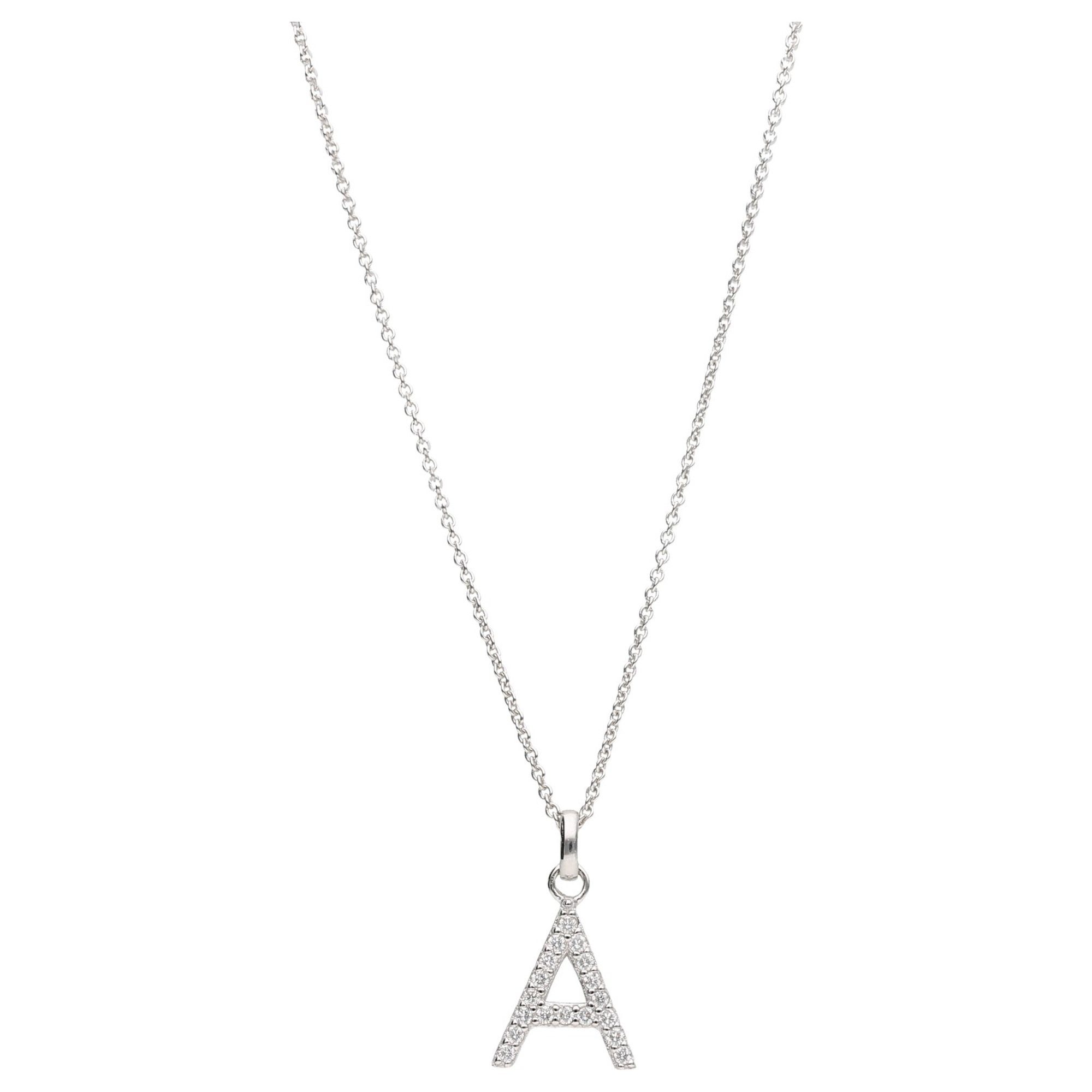 Smart Jewel Kette mit Anhänger Buchstabe A mit Zirkonia Steine, Silber 925