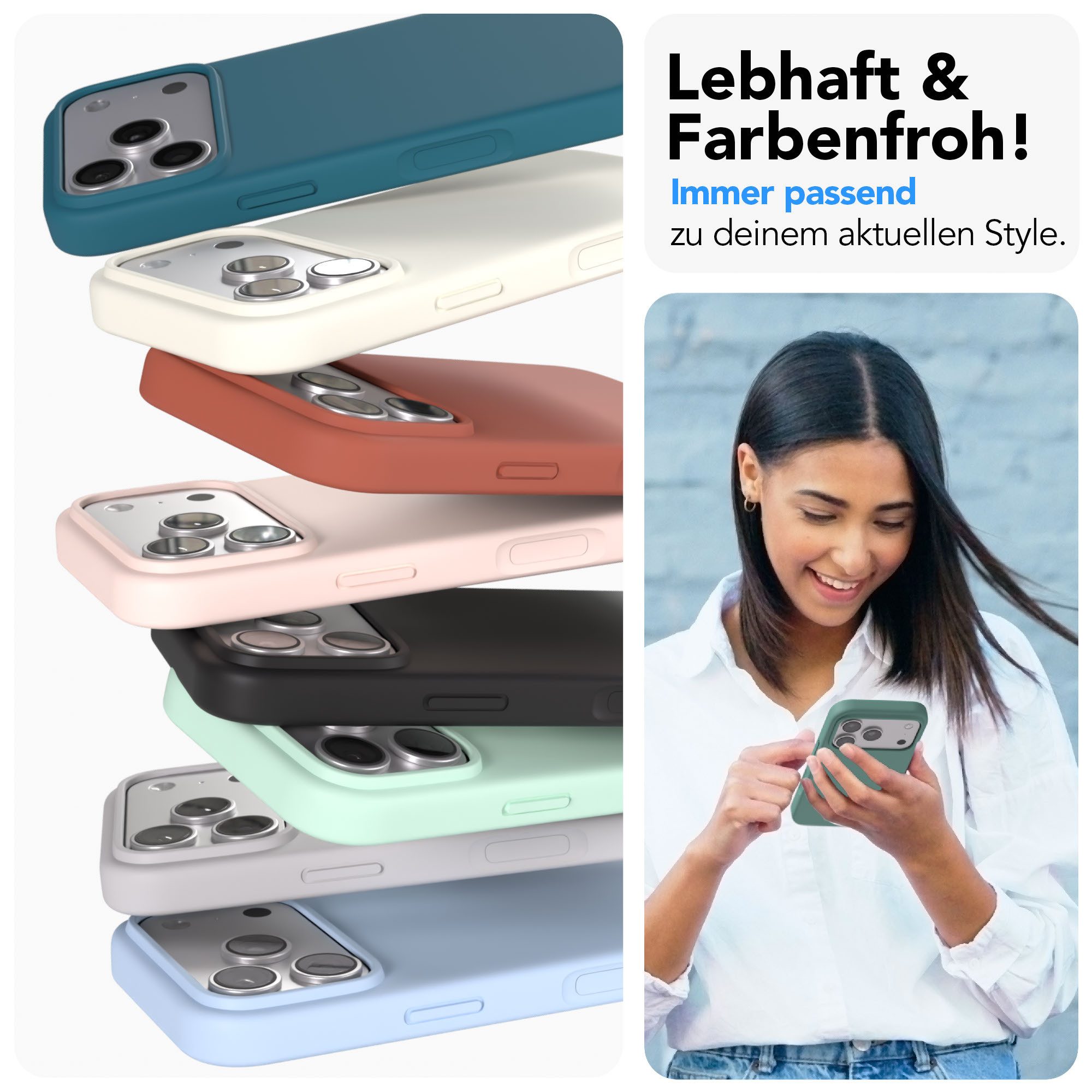 EAZY CASE Handyhülle für Apple iPhone 17 Pro Hülle Silikon 6,3 Zoll, Schutzhülle mit Kameraschutz Back Cover Bumper Case Case Dunkelgrün