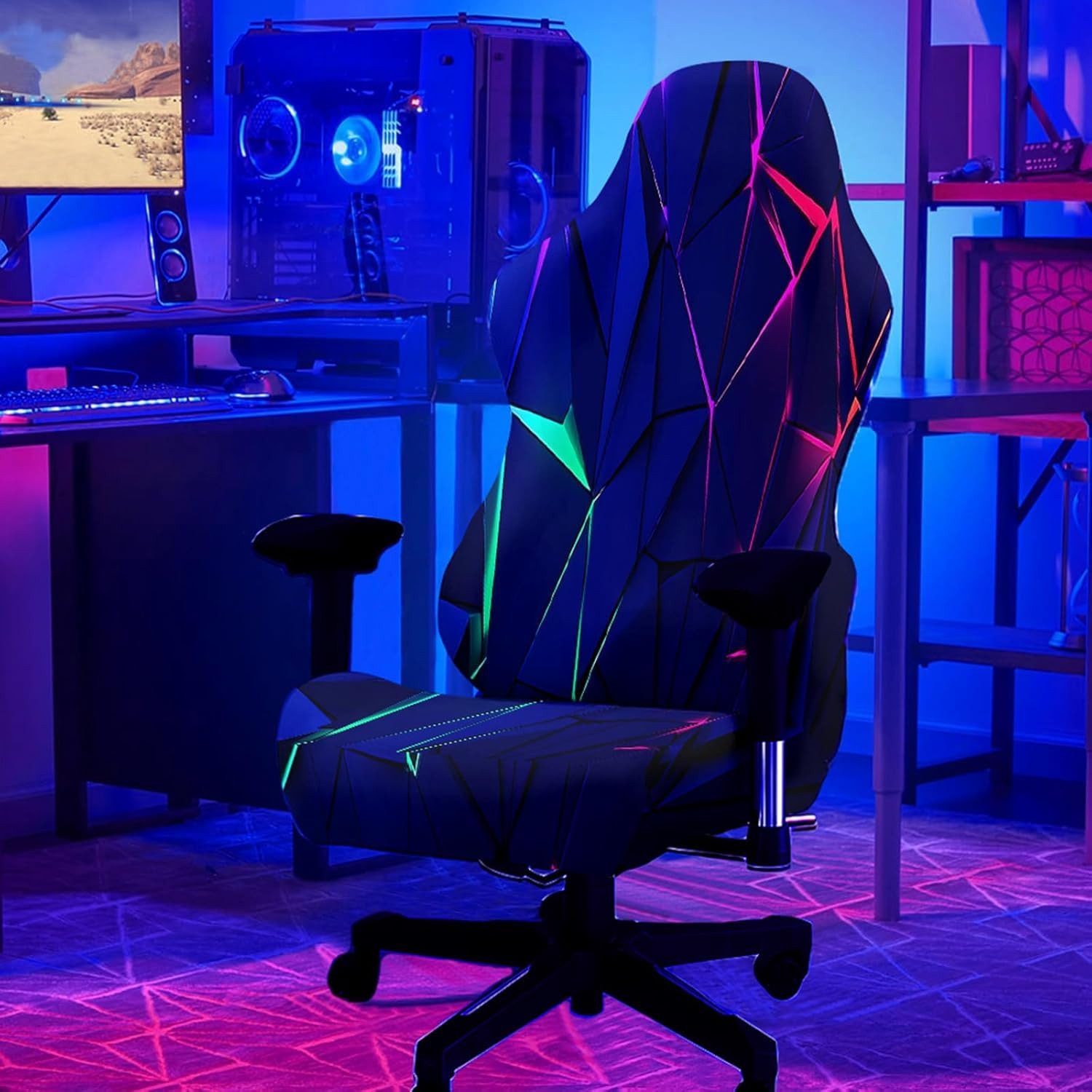 Agger Stuhlhusse Gaming Stuhlbezug Stretch – Universeller Gamingstuhl Bezug, Elastischer Bürostuhlbezug, Waschbar & Rutschfest – Bild 4 von 5