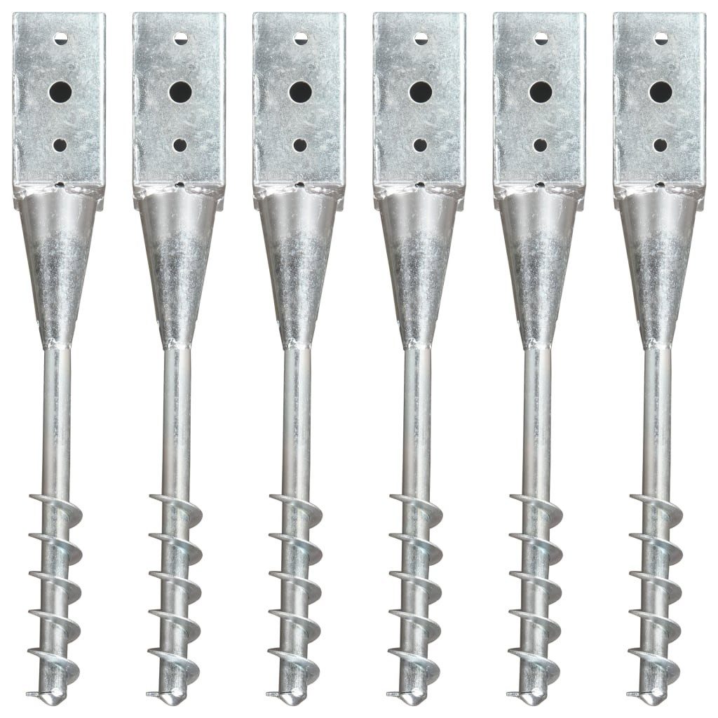 vidaXL H-Pfostenanker Erdspieße 6 Stk. Silbern 10×10×57 cm Verzinkter Stahl, (6-St)