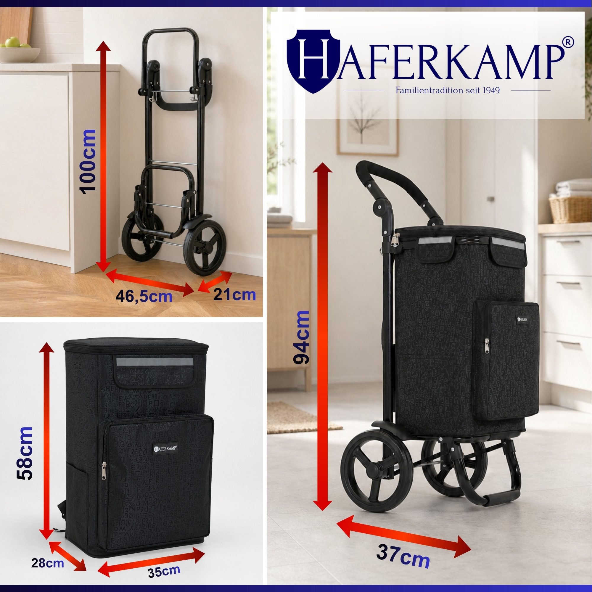 PROREGAL® Einkaufstrolley Klappbarer Einkaufstrolley TRAGINO 3-in1 Einkaufswagen – Bild 4 von 5
