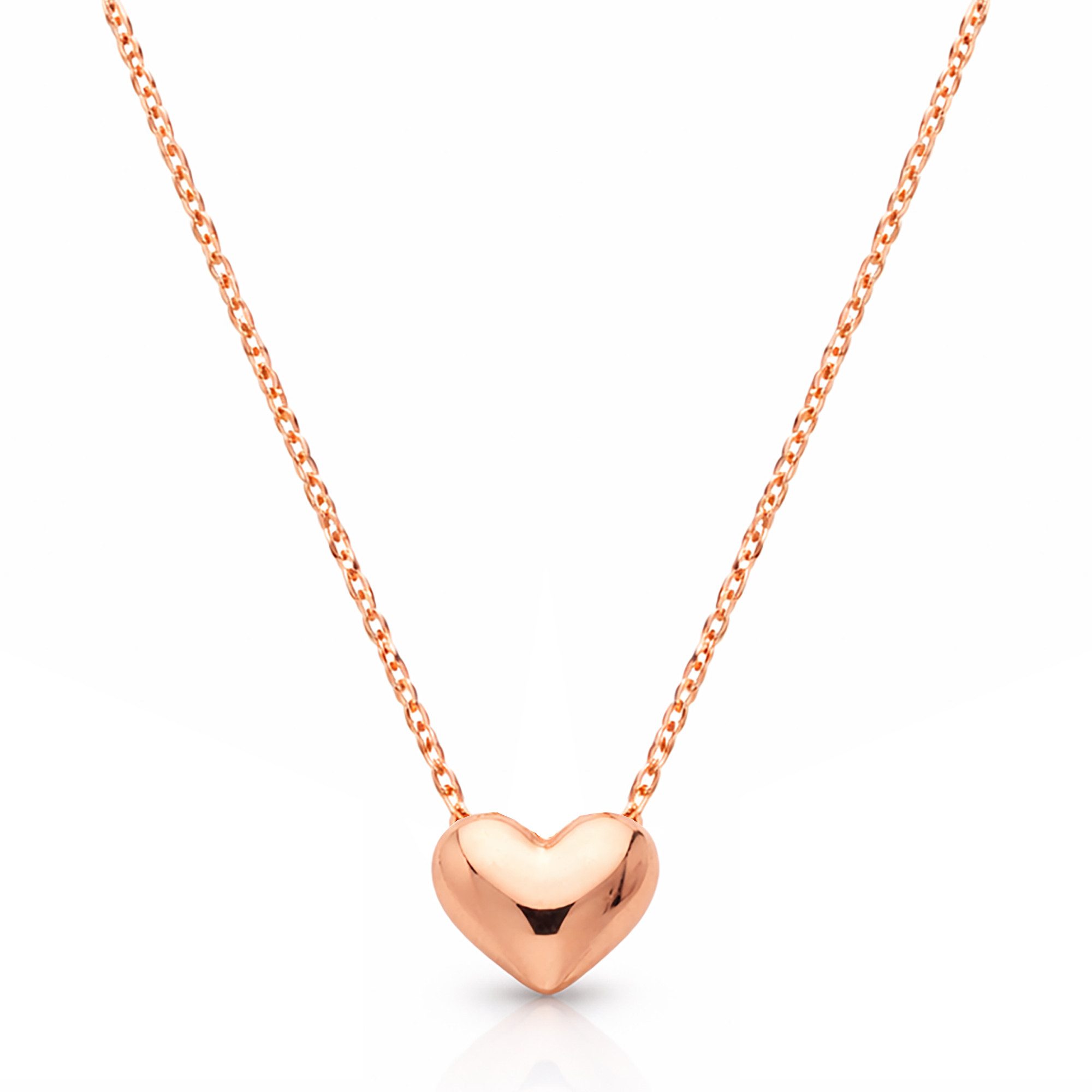 Kette mit Anhänger 925 Silber Halskette Herz Anhänger 585er Roségold vergoldet Herzkette