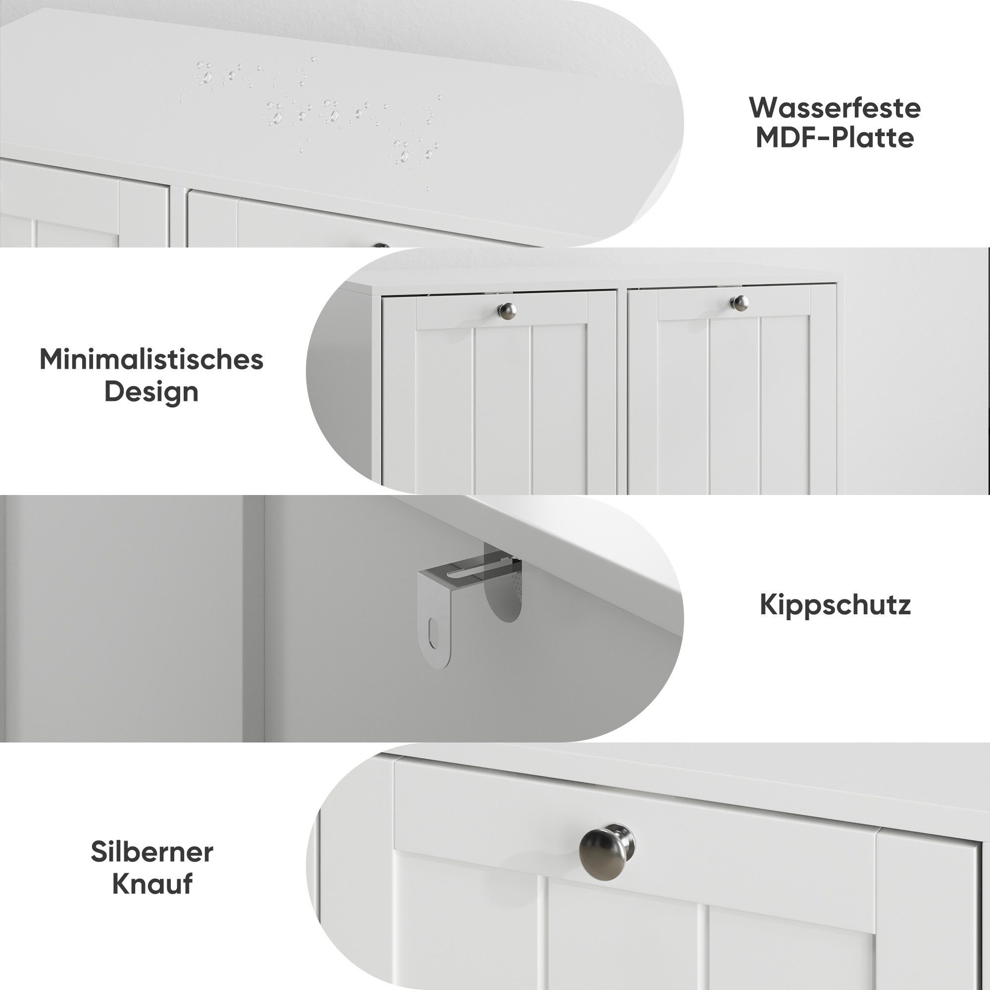 i@home Badkommode Wäscheschrank 2 Fächer Weiß kippbar (Wäschekorb mit herausnehmbaren Stoffkörben & Griffen, 1 St., versteckter Wäschekorb), platzsparender Wäsc – Bild 4 von 5