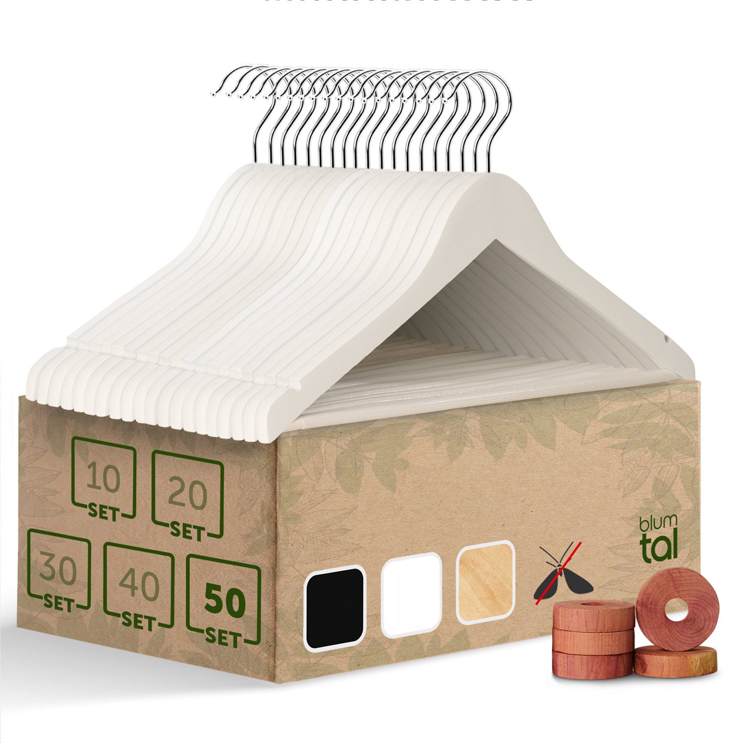 Blumtal Kleiderbügel Kleiderbügel Holz mit 360° drehbarem Metallhaken, (50- günstig online kaufen