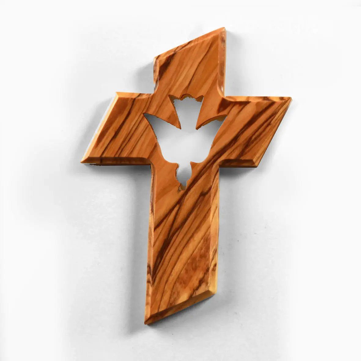 Kassis Dekoobjekt Kreuz mit dem Heiligen Geist aus Olivenholz, handgemacht, Holzdeko, umweltfreundlich, Naturprodukt, aus Bethlehem