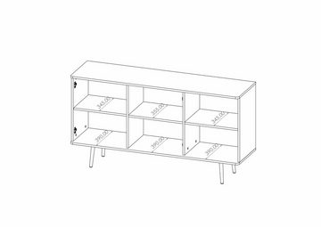 Furnix Sideboard Pabllo Kommode mit drei Schränken und Metallfüßen Braun, Maße 150x80x41 cm