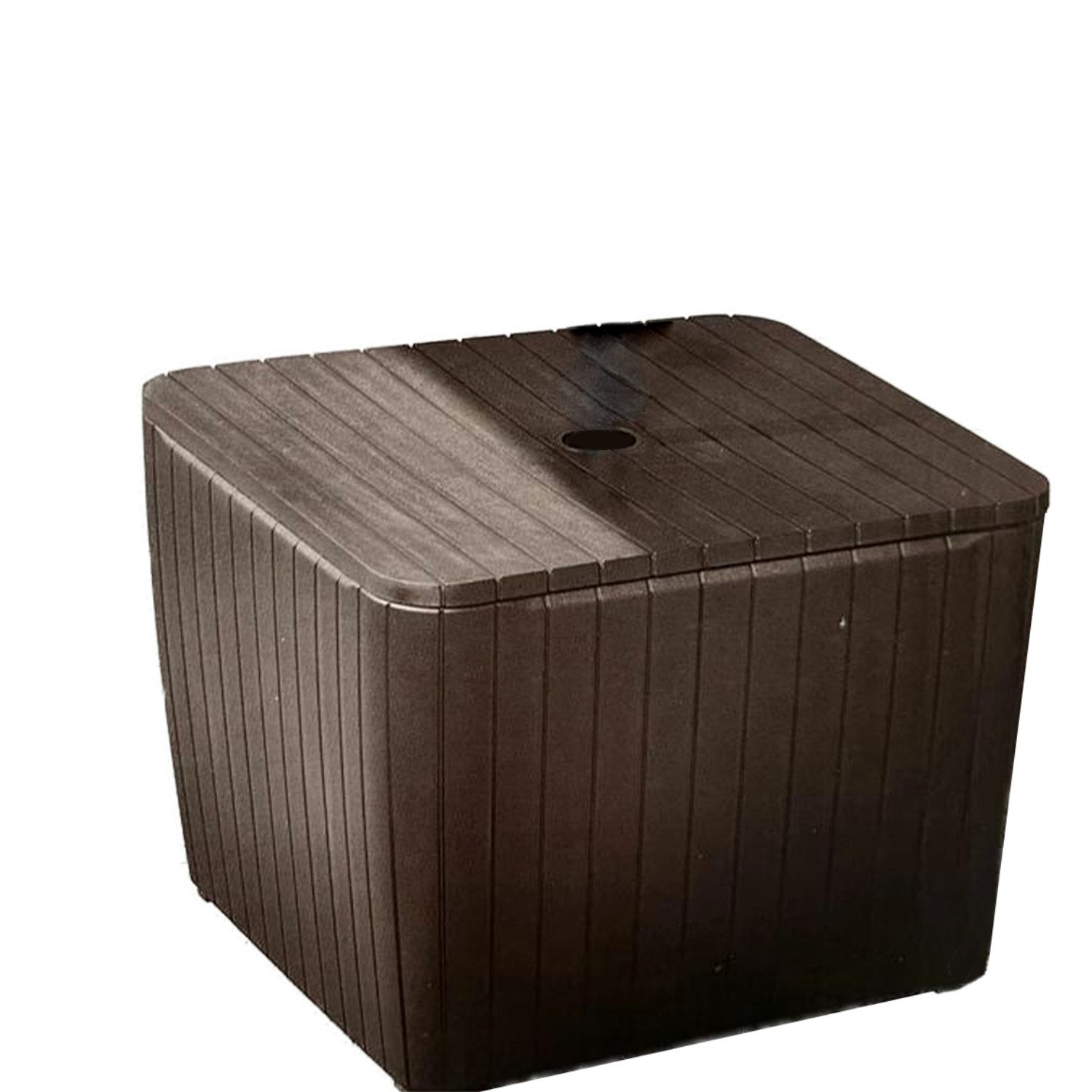 Keter Gartenbox Schirmständer Abdeckung/ Beistelltisch für Sonnenschirmsockel "Jade", robustes und pflegeleichtes Polyrattan aus 100% recyceltem Kunststoff