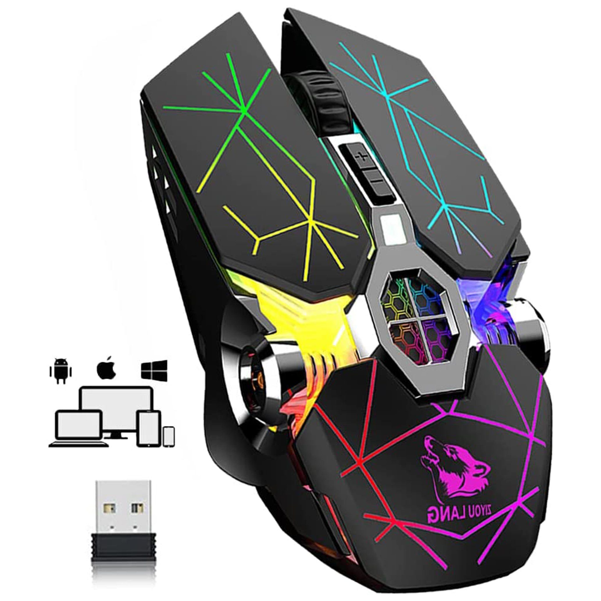 GOLDEN LED Wiederaufladbare Leise Wireless Kabellose Maus Bluetooth-Funkmaus Gaming-Maus