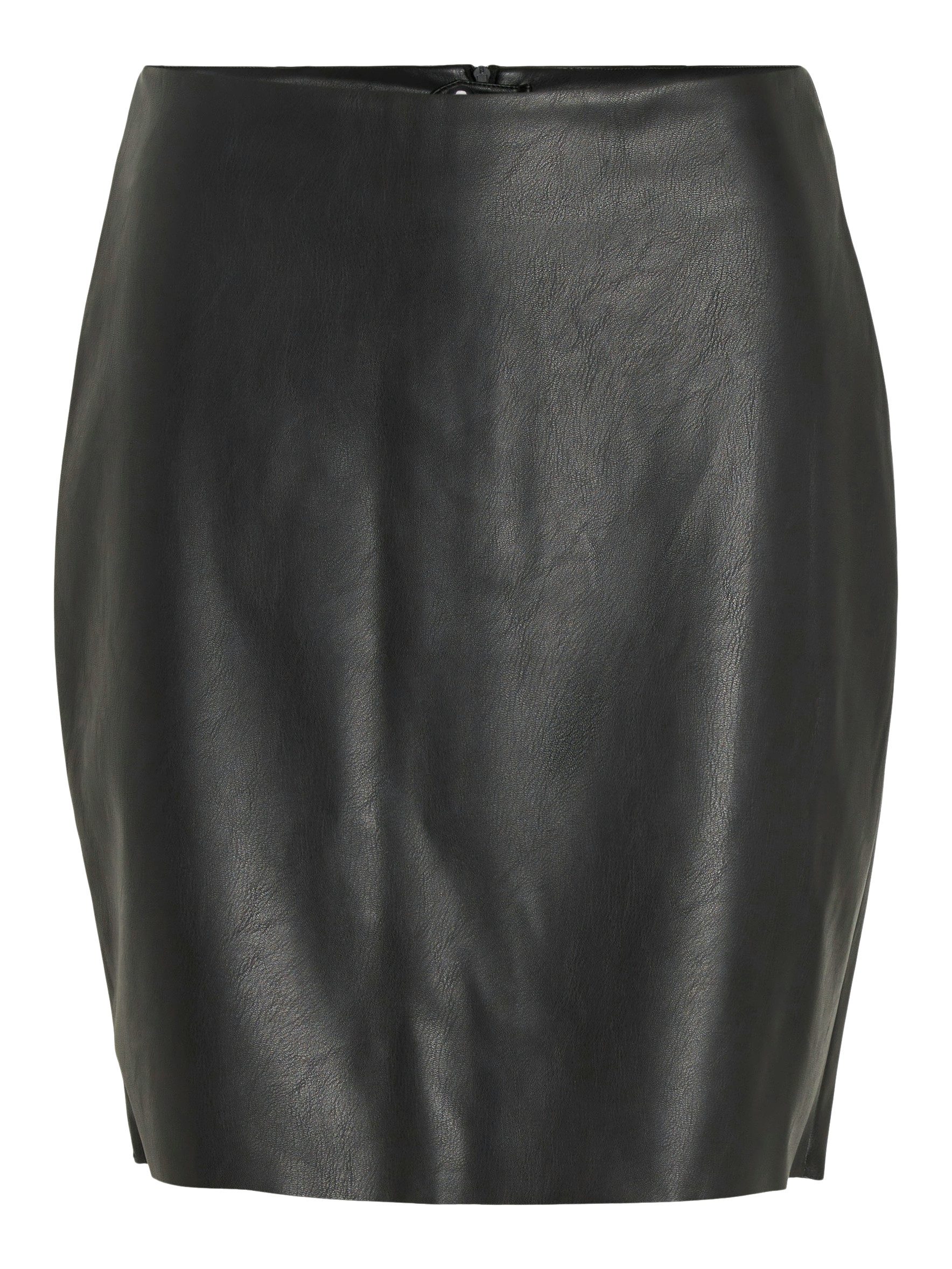 Vila Lederimitatrock VIDAGMAR HW COATED SKIRT - NOOS