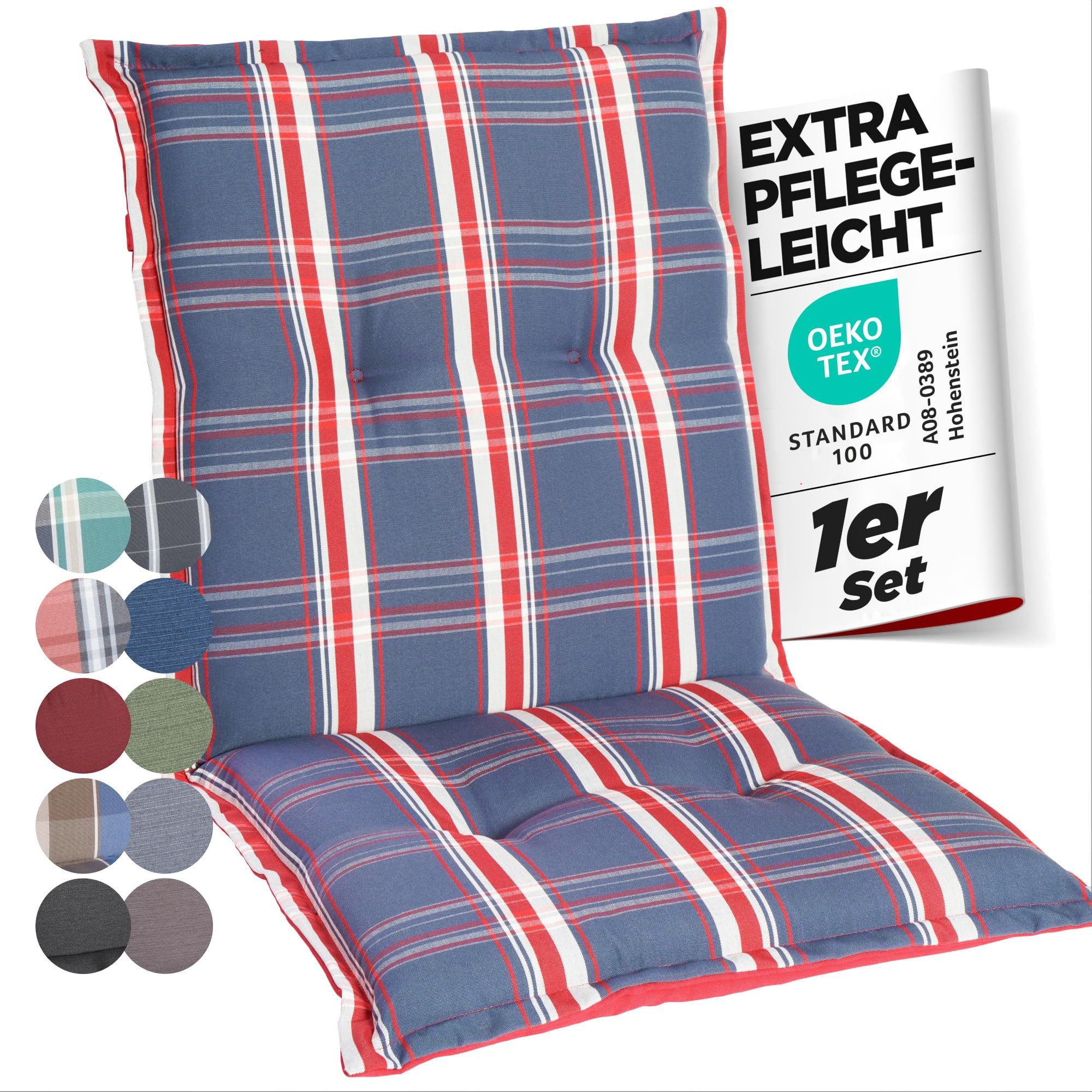 Gardisun Auflagekissen Gartenstuhlauflagen Polyester 6cm Dick Niedrig, (Extra dicke Sitzauflage, 1-8er Set, versch. Muster)