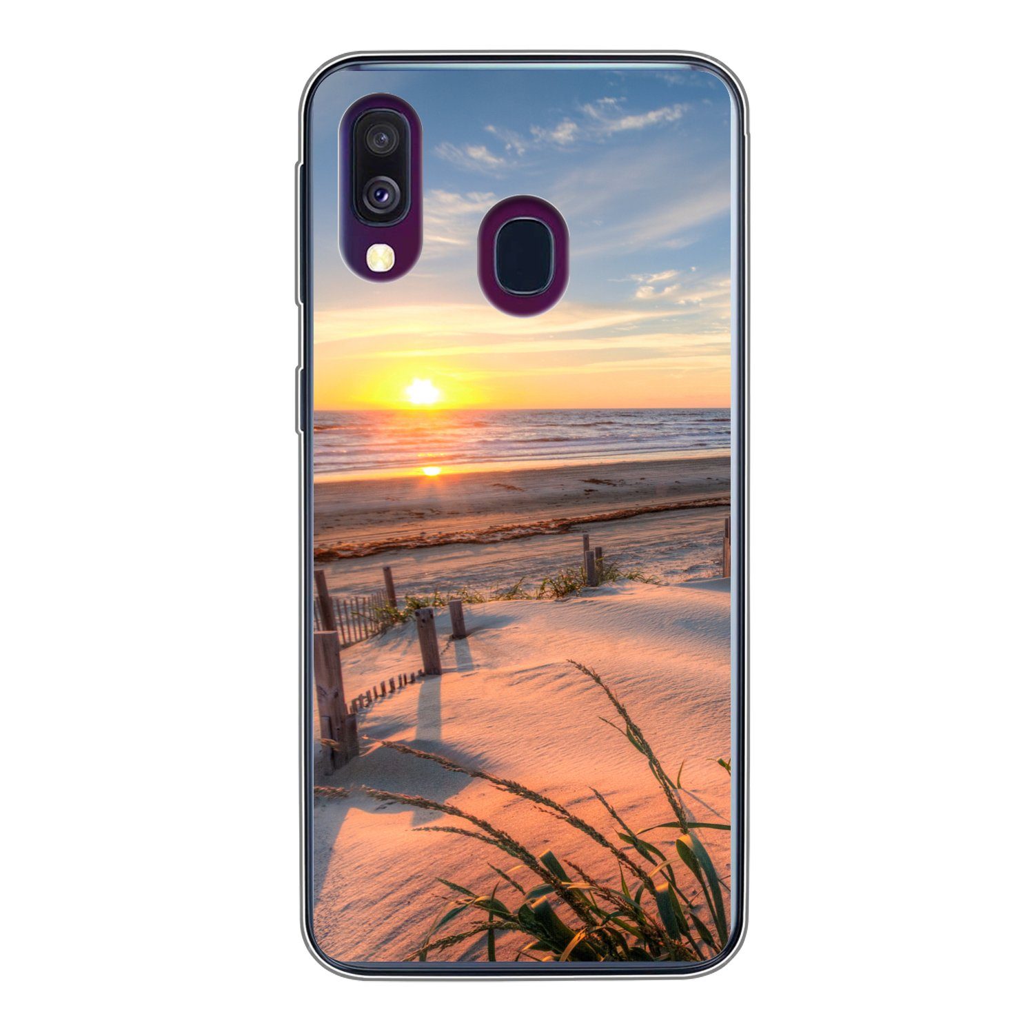 MuchoWow Handyhülle für Samsung Galaxy A40 Strand - Meer - Düne - Sonnenuntergang - Landsc, Smartphone-Bumper, Print, Handy Schutzhülle Dünn