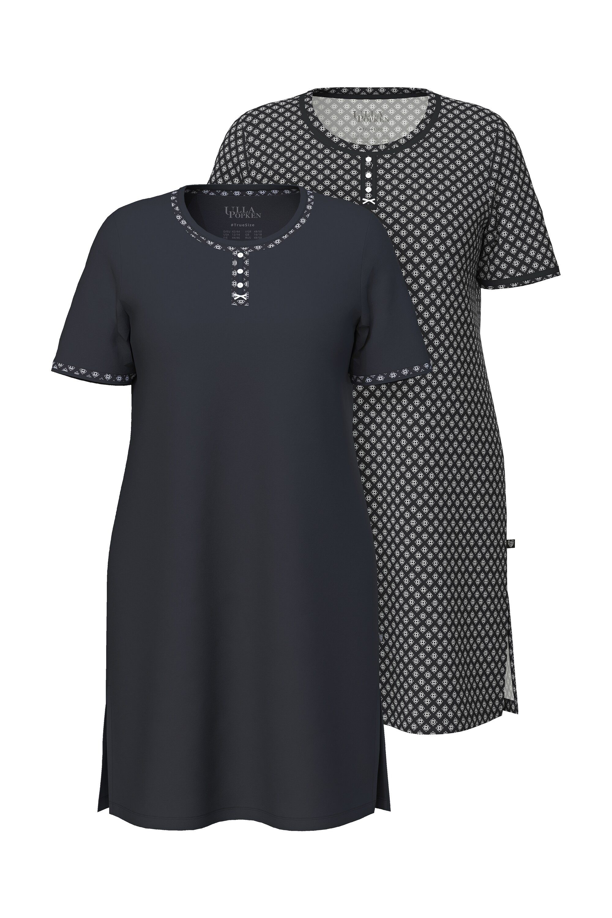 Ulla Popken Bigshirt Bigshirts 2er-Pack Muster/uni Rundhals Halbarm günstig online kaufen