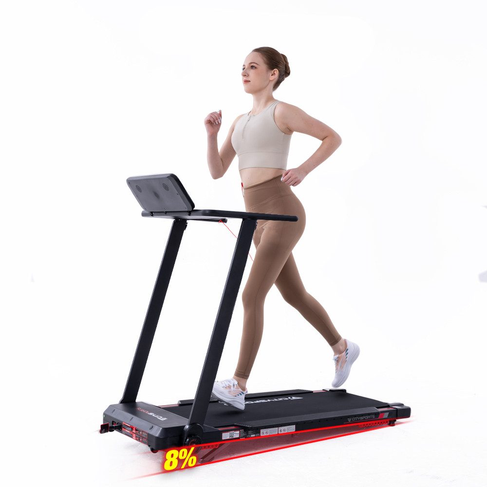 CITYSPORTS Laufband Laufband für Zuhause Klappbar mit Steigung 8%, Laufbänder 8KM/H (mit Toolkit und Schmieröl), 1400W-2,0PS Motor, APP und Bluetooth, MAXLOAD 120KG