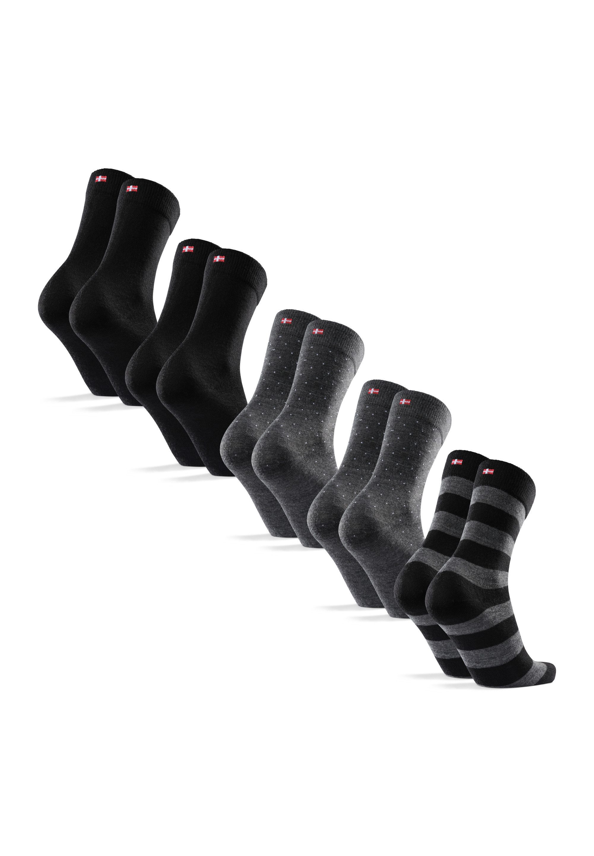 DANISH ENDURANCE Basicsocken Merino Crew (5-Paar) warme Wollsocken, atmungsaktiv, Anti-Blasen, Unisex