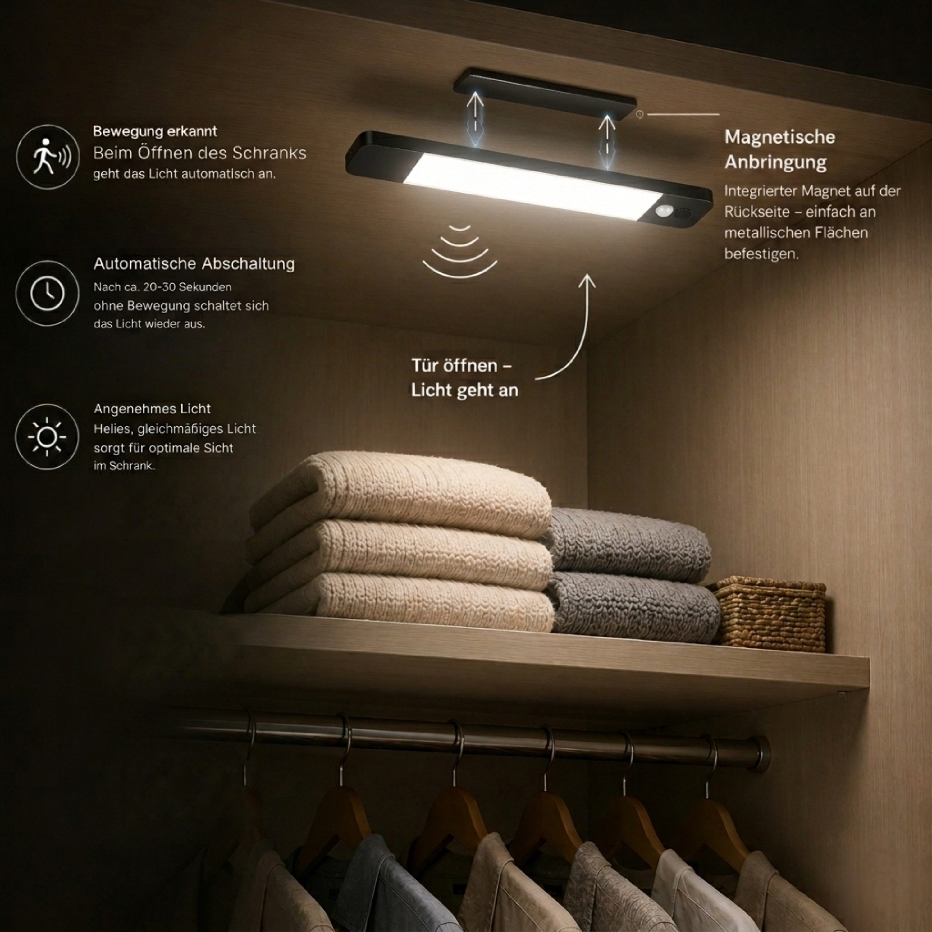 Hanseatic LED Unterbauleuchte / Schrankbeleuchtung / Lichtleiste LUBLUGHK223, Bewegungsmelder, Dimmfunktion, Ein-/Ausschalter, Sensorschalter, LED fest integrie – Bild 2 von 5