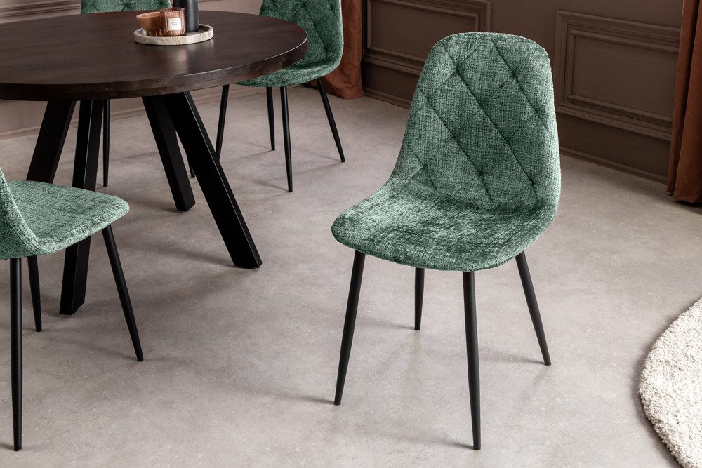 riess-ambiente Esszimmerstuhl GLAMM grün/schwarz - Chenille Cremona, Metallbeine, Rauten-Steppung (Set, 2 St), 2 Stühle - ideal für Küche, Essz-, Wohn-, Arbeitszimmer & Büro