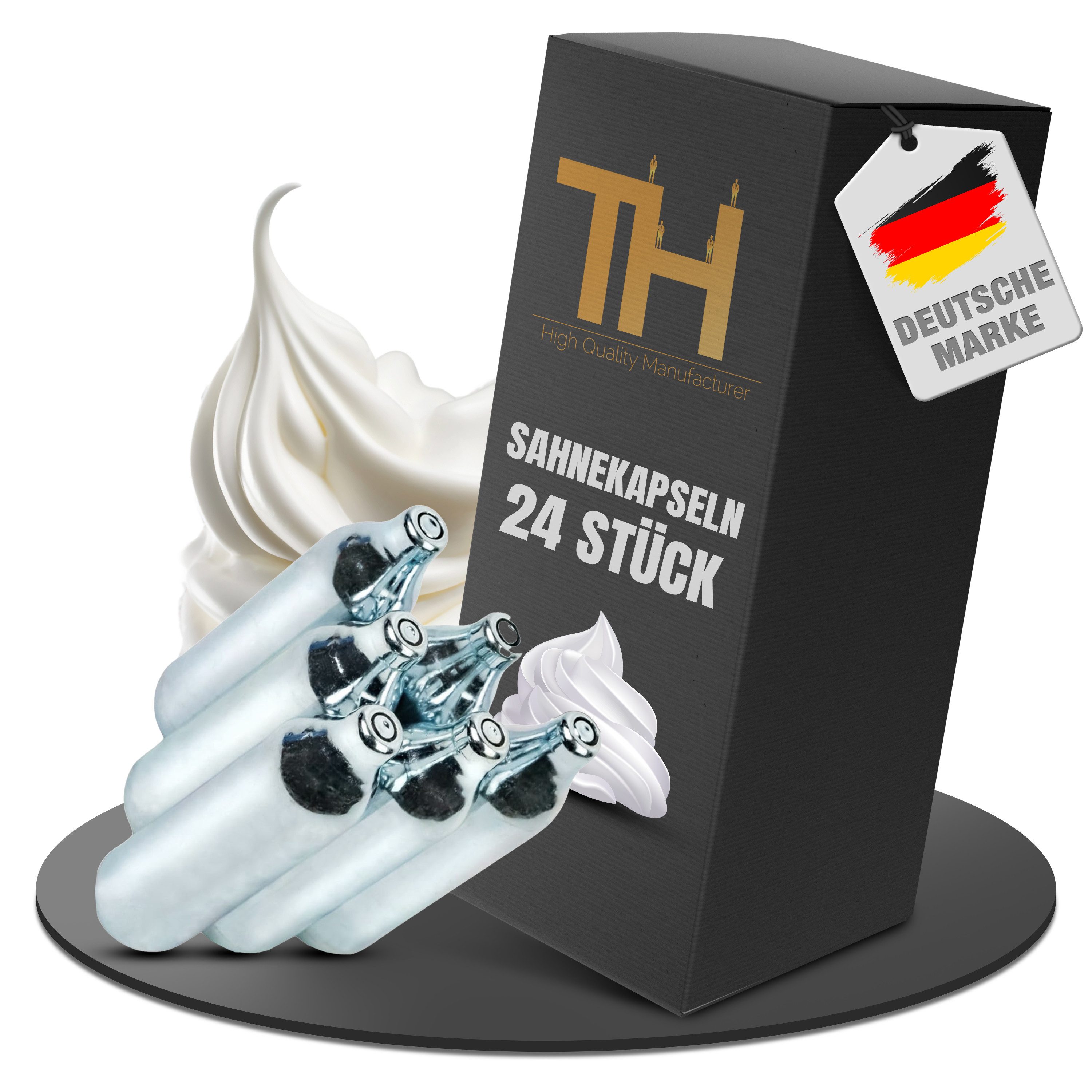 Thiru Gaskartusche Premium Sahnekapseln - N2O Patronen - für alle Sahnebereiter, 24 St.