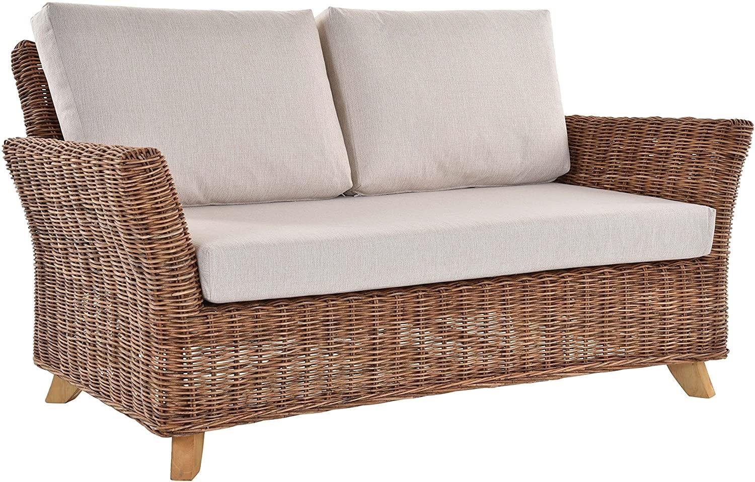 Krines Home Sofa »Zweisitzer Wintergarten Sofa Valencia Natur Rattan
