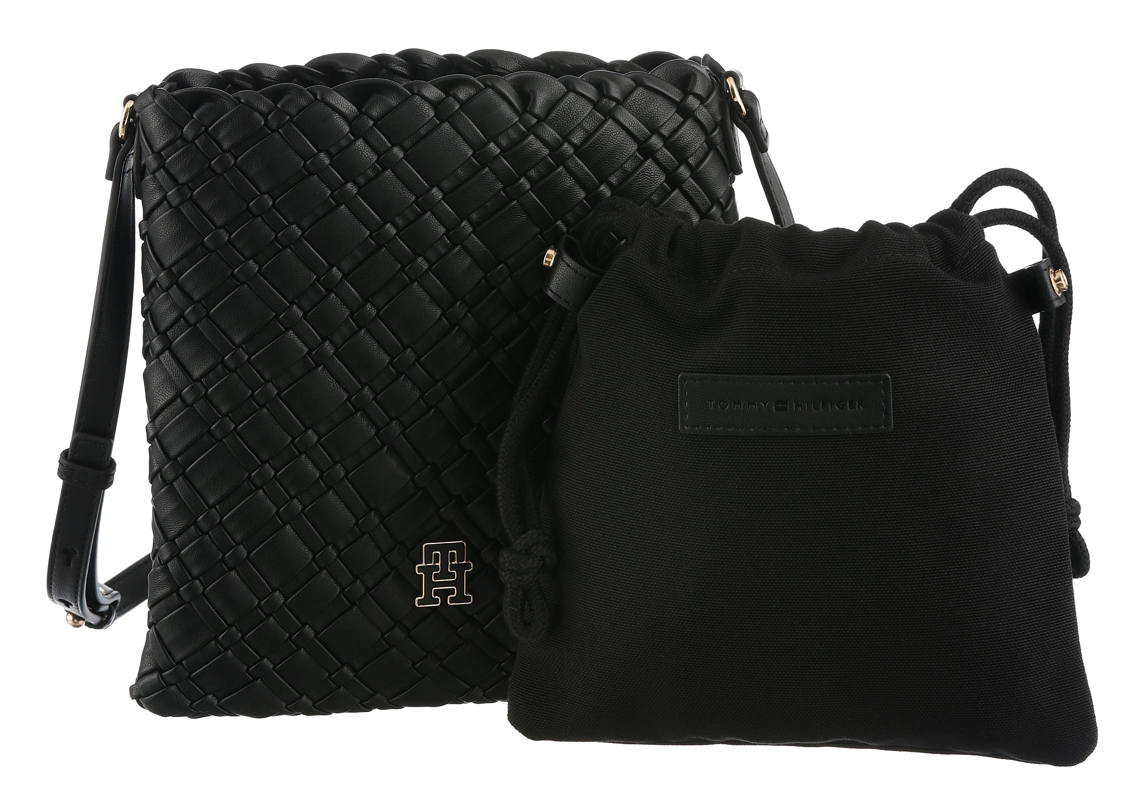 Tommy Hilfiger Umhängetasche TH BRAIDED CROSSOVER, Damen Tragetasche, Schultertasche in modischer Flechtoptik
