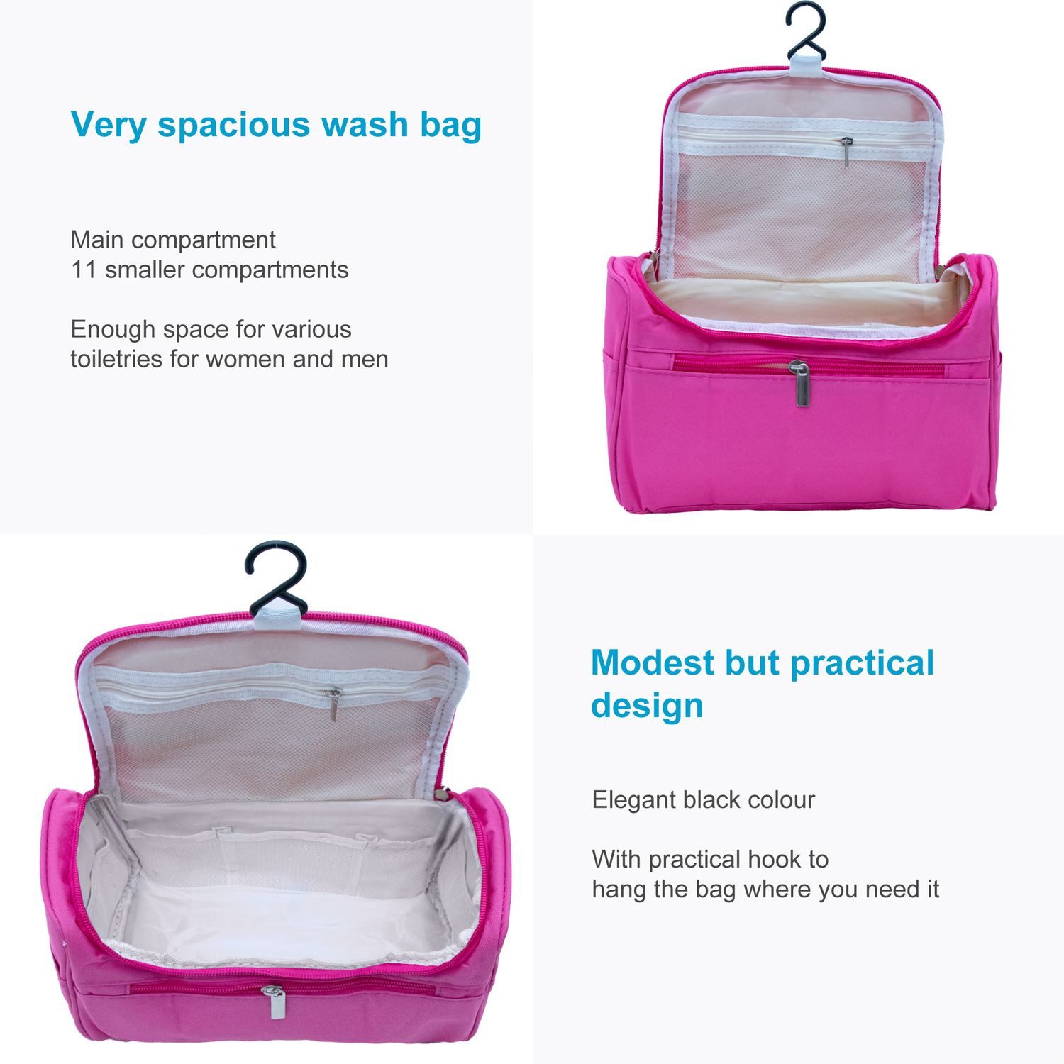 Intirilife Kosmetiktasche (Tragbare Kosmetiktasche in PINK), Koffer Kulturbeutel mit Tragegriff