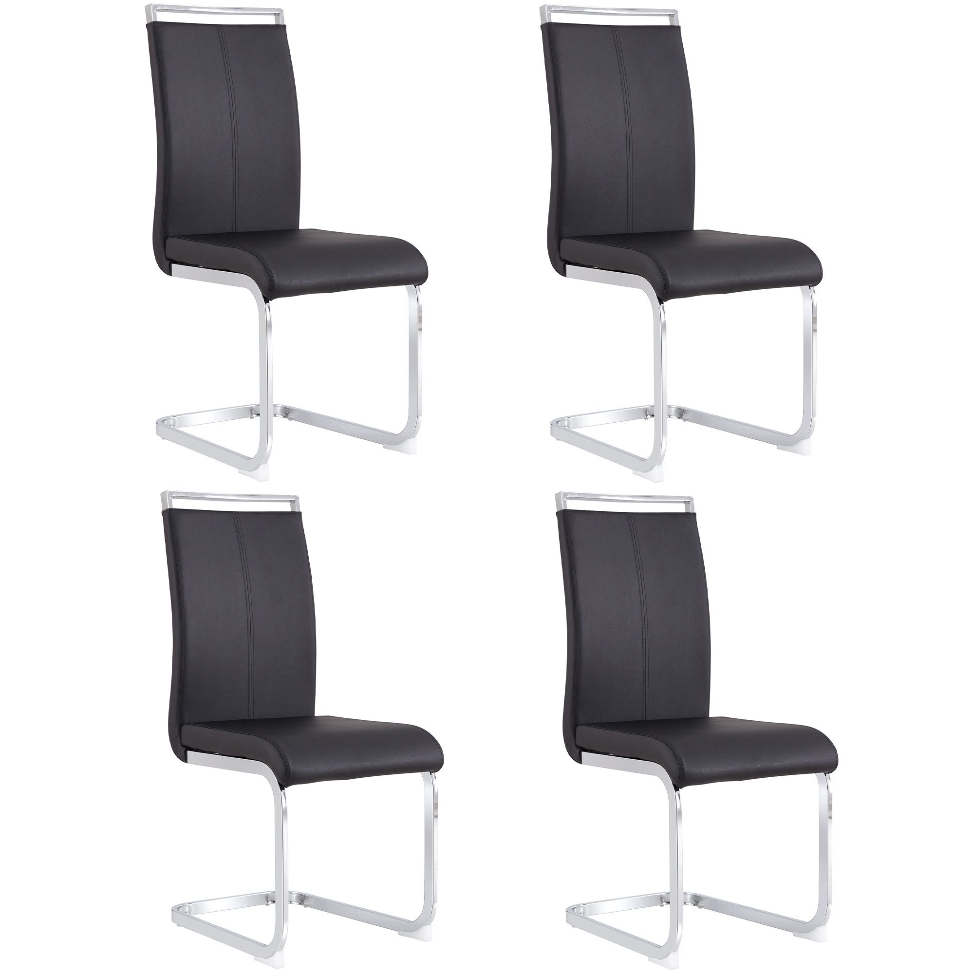 MODFU Freischwinger 4er Schwingstuhl Kunstlederstuhl Esszimmerstuhl (Polster Stuhl Set nur 4 Stühle ohne Esstisch), Bis 120 kg,belastbar,Set, 4 St