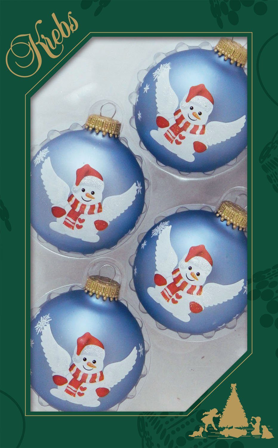 Weihnachtsdeko, Schneemann Glas St), Christbaumschmuck, Lauscha Krebs Glas, Weihnachtsbaumkugel Christbaumkugeln CBK60348, aus mit -Motiv Glas (4