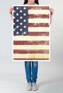 Sinus Art Poster Bild der USA Flagge 60x90cm Poster