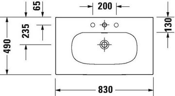 Duravit Einbauwaschbecken DU Möbelwaschtisch Viu 830mm, Weiß m.ÜL