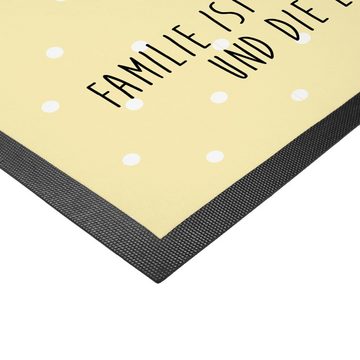 Fußmatte 50 x 75 cm Koala Familie - Gelb Pastell - Geschenk, Fußabstreifer, Pa, Mr. & Mrs. Panda, Höhe: 0 mm