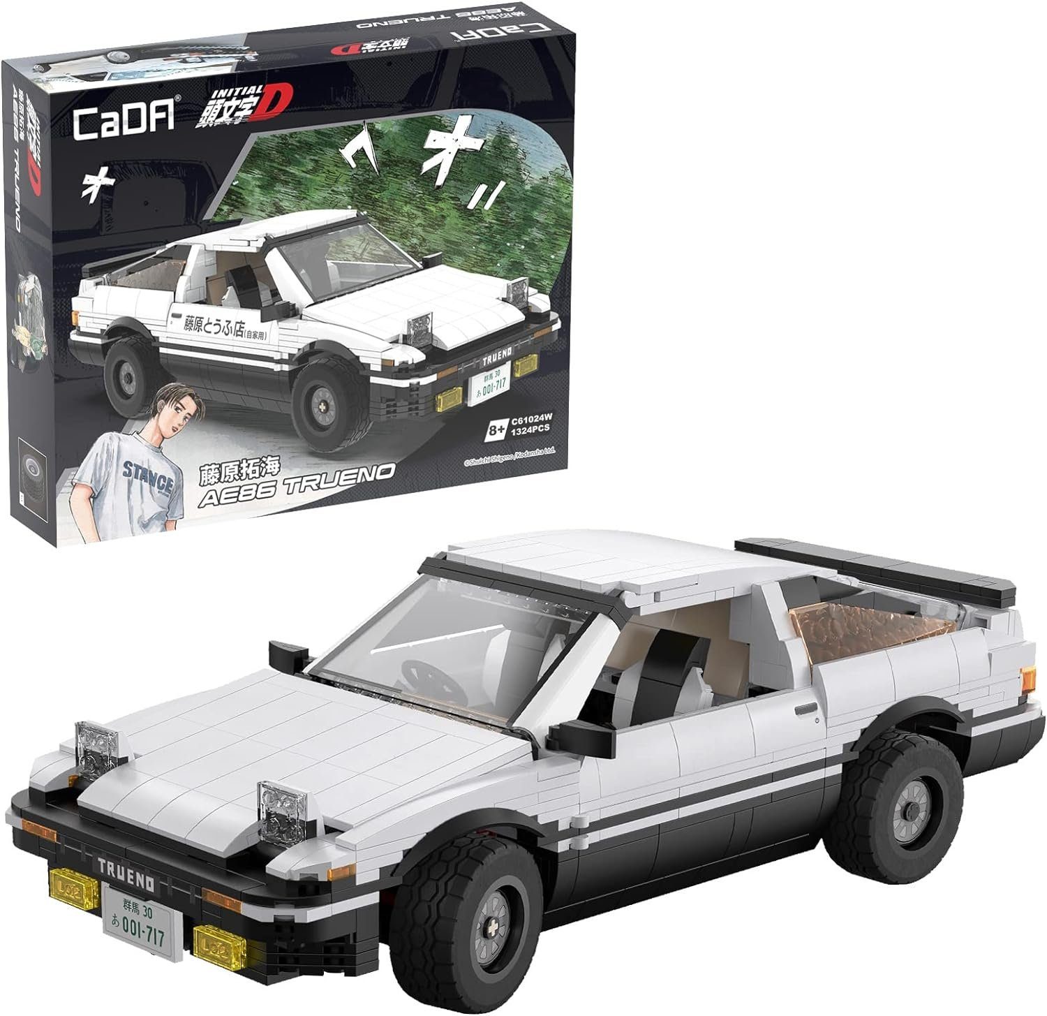 COIL Spielbauklötze Bauklötze, Auto-Bausteine, CADA Initial-D AE86 Toyota Trueno C61024W, (1324 St), 33 cm, Maßstab: 1:12,5, manuell gesteuert, Türen zum Öffnen