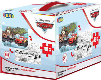 Diakakis Steckpuzzle »2in1 Malpuzzle Cars 48-tlg. XL-Puzzleteile 50x35«, Puzzleteile
